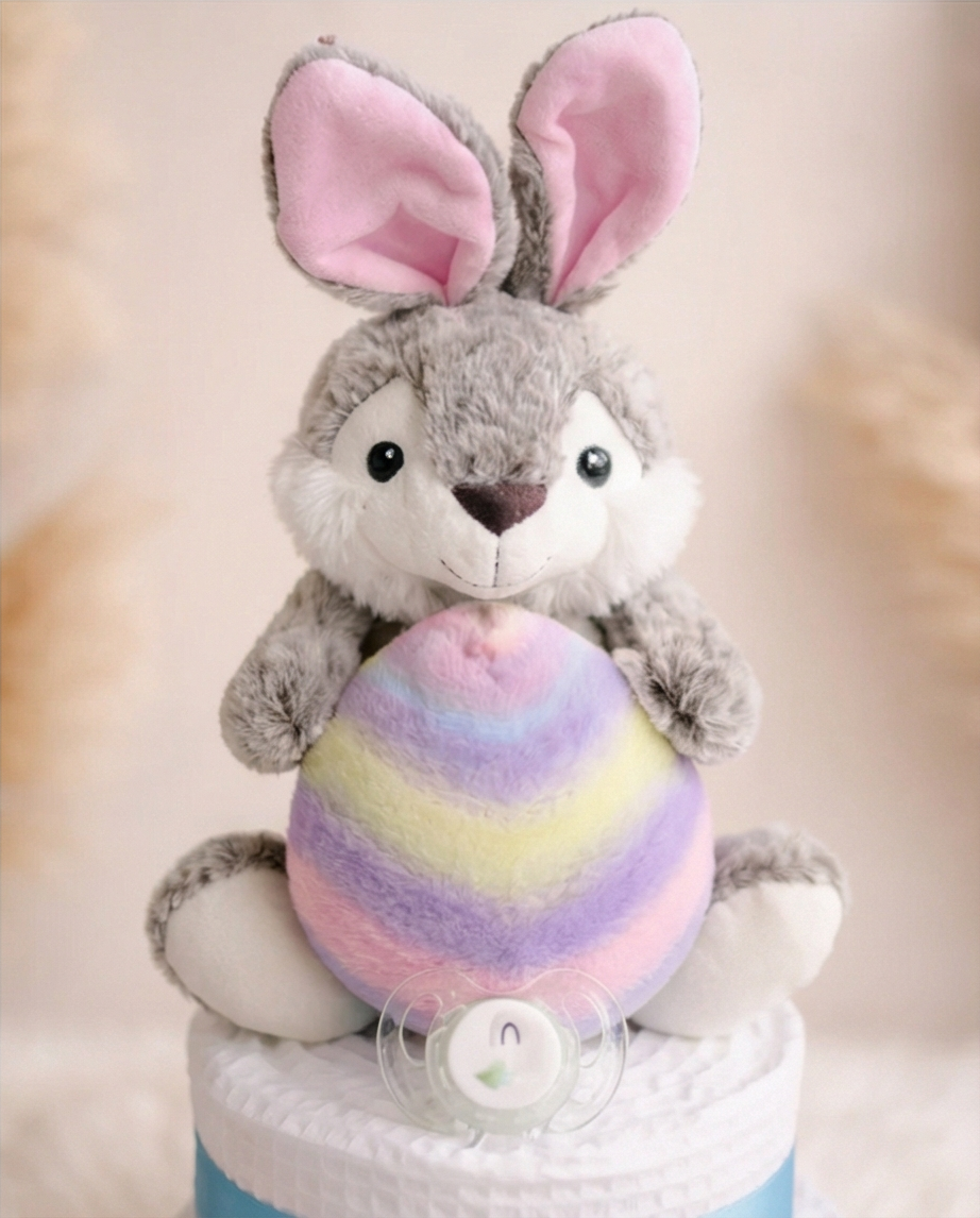 Gâteau de couches lapin de Pâques garçon – Décoration festive et utile - Mes Pommes D'Amour Cadeaux naissance
