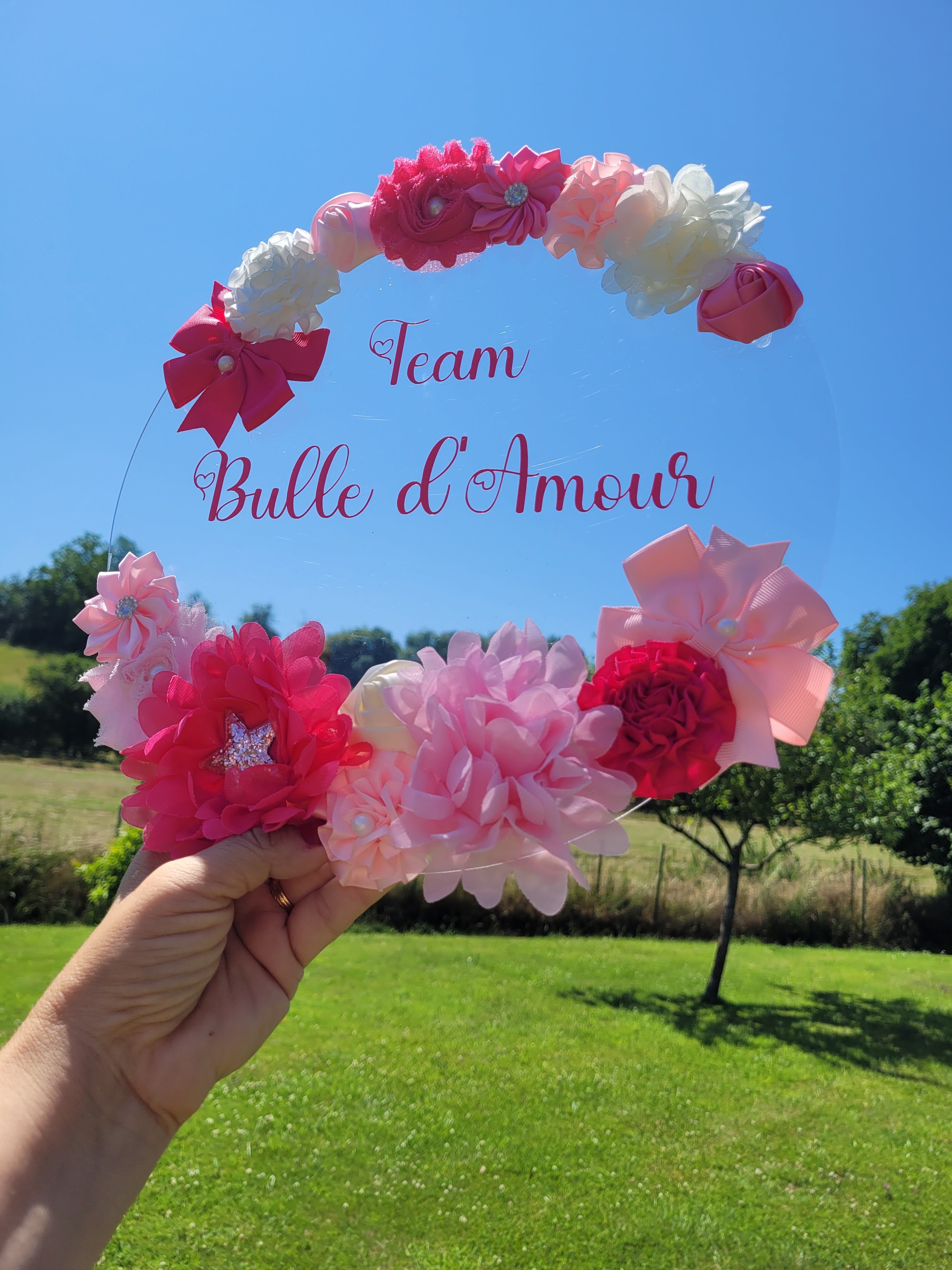 Plaque de porte fleurie transparente sur commande