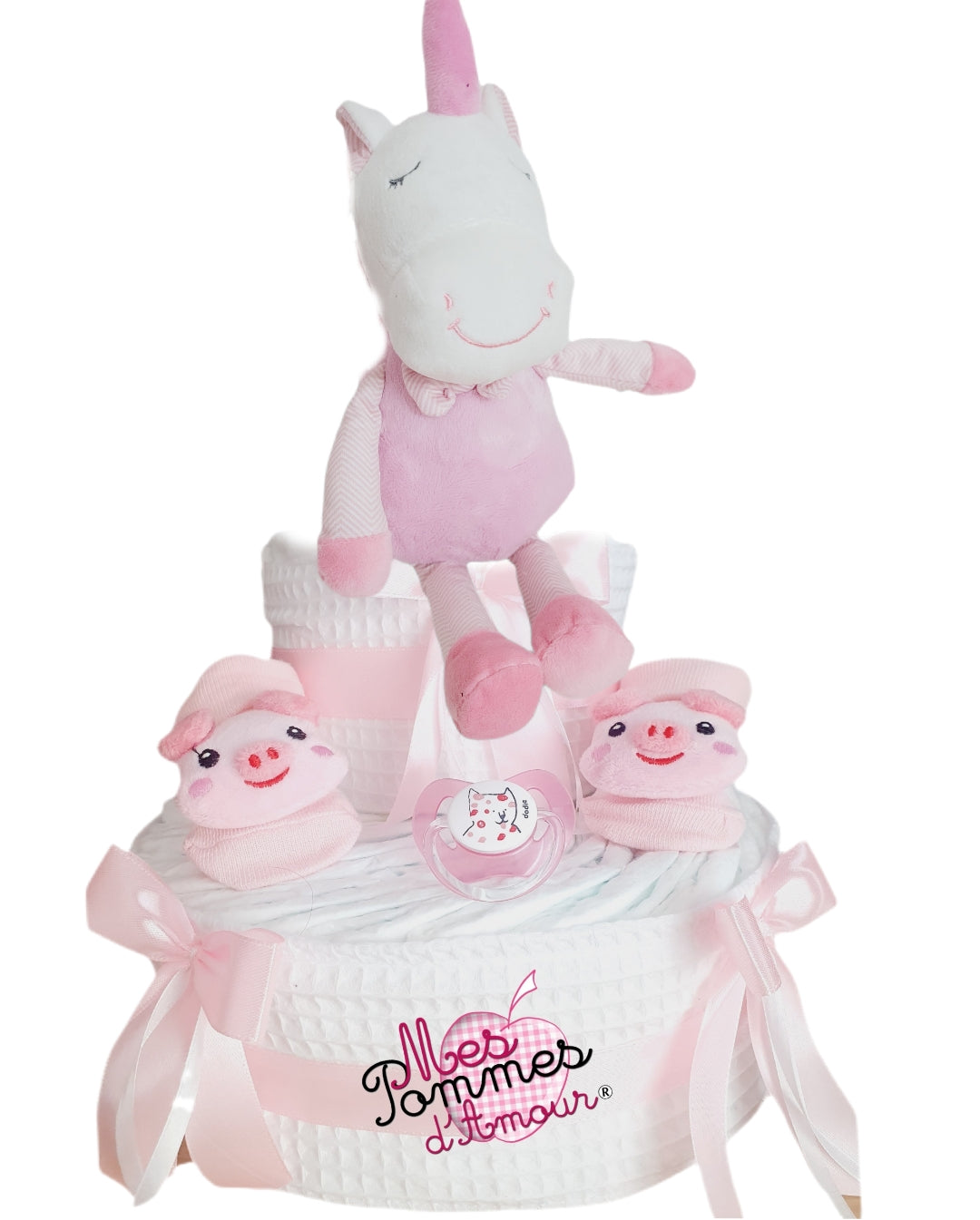Gâteau de couches licorne - Mes Pommes D'Amour Cadeaux naissance