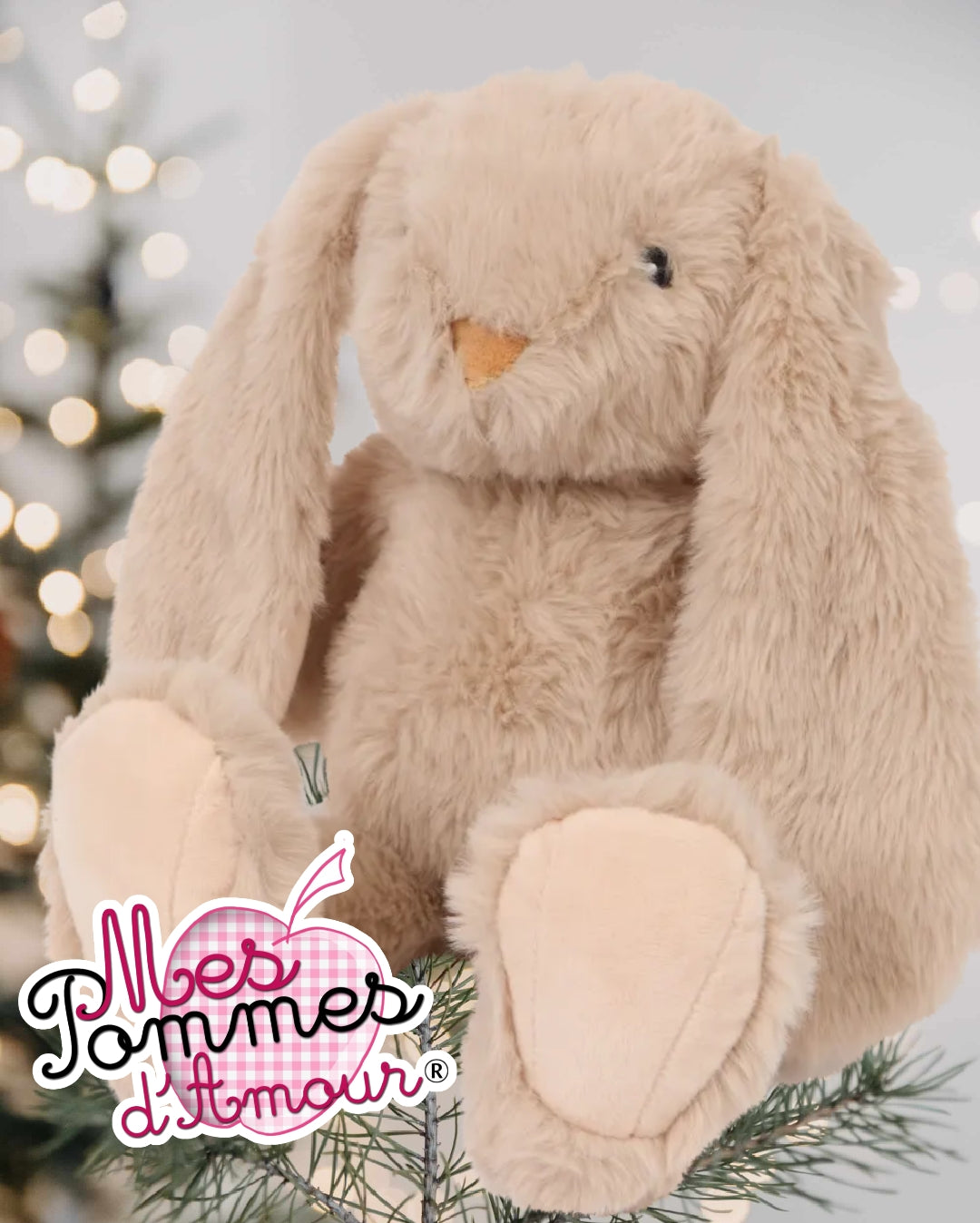 peluche lapin marron beige