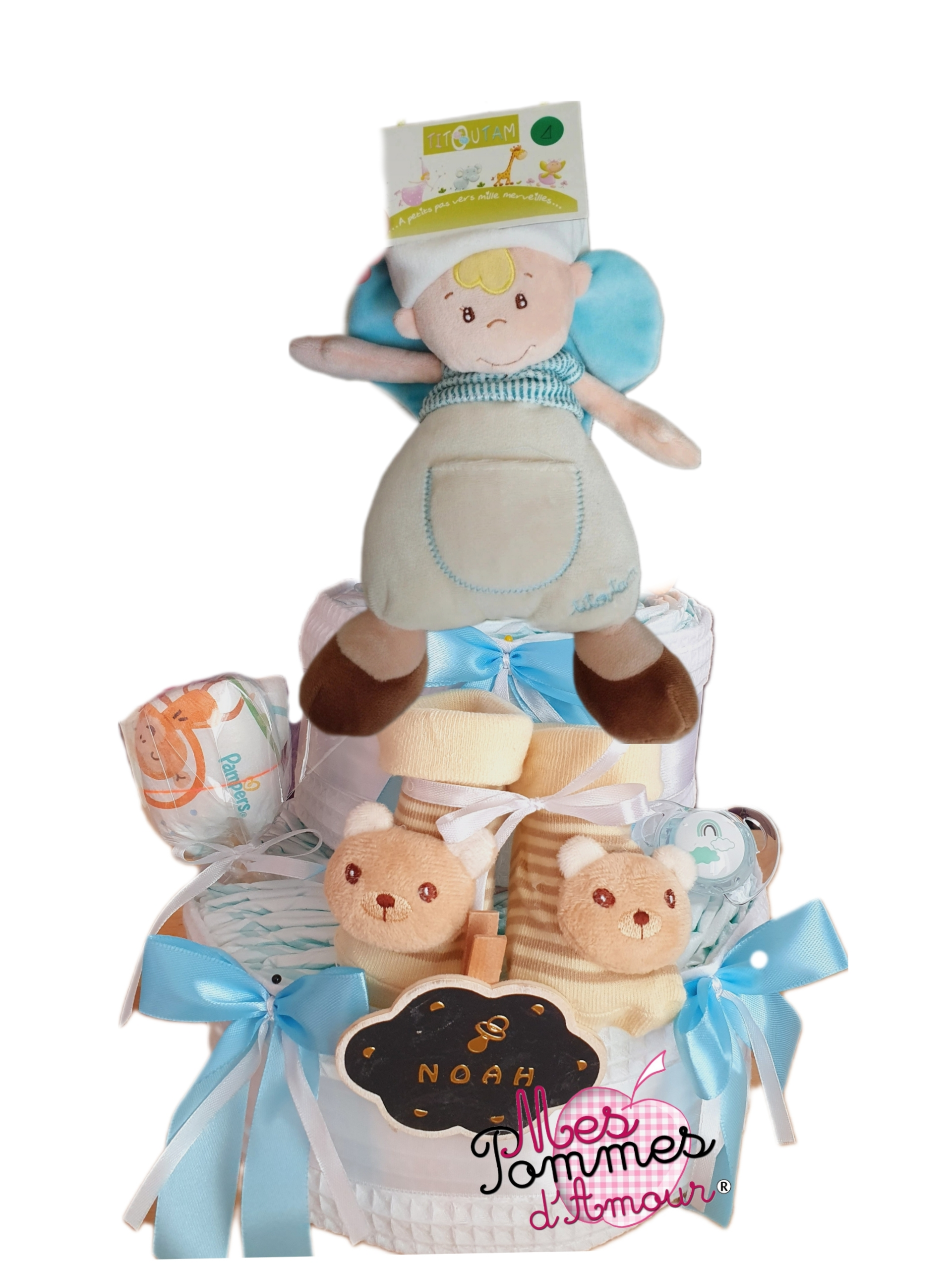 Gâteau de couches cadeau bébé naissance 