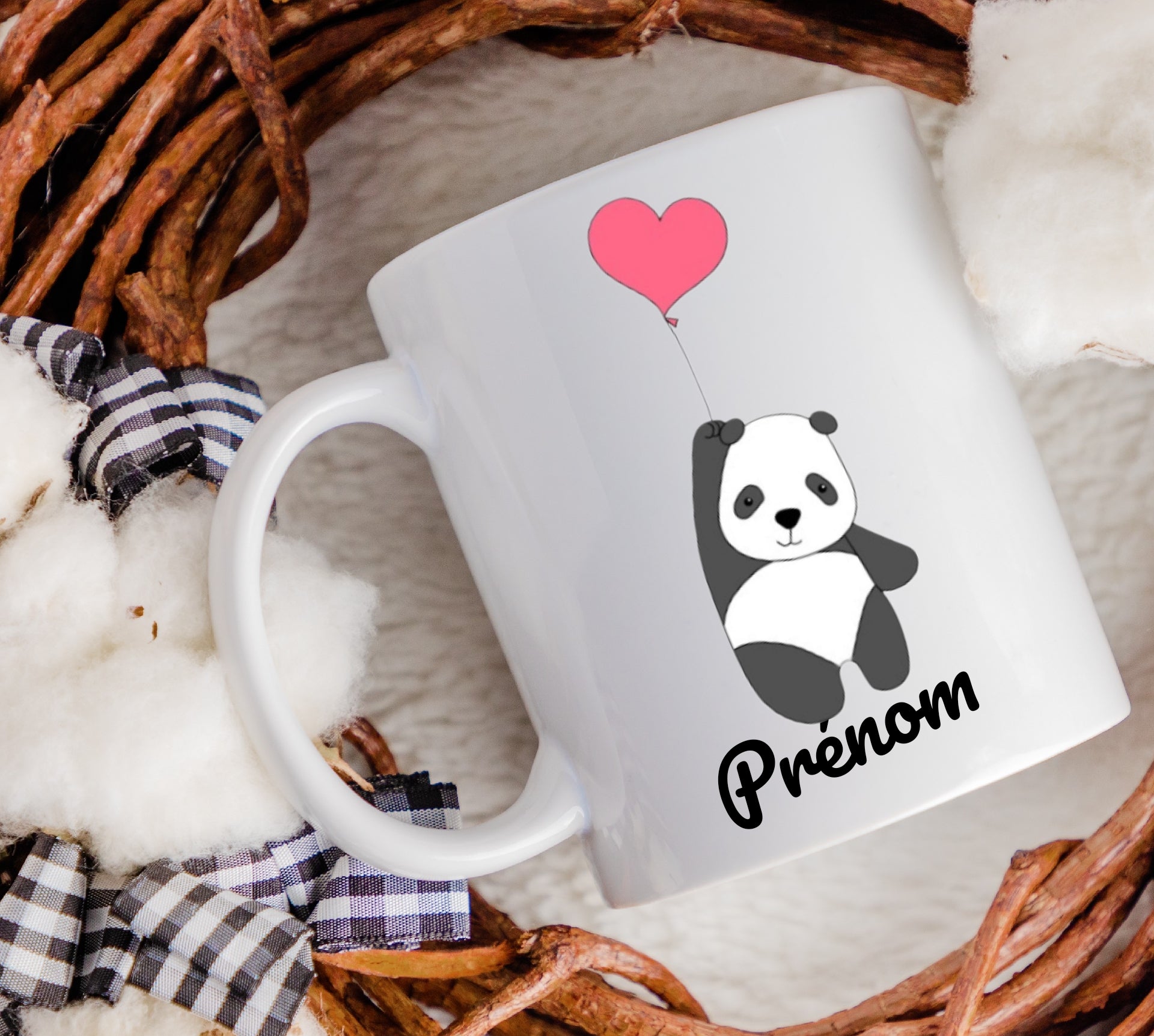 Mug personnalisé Panda ballon d'amour