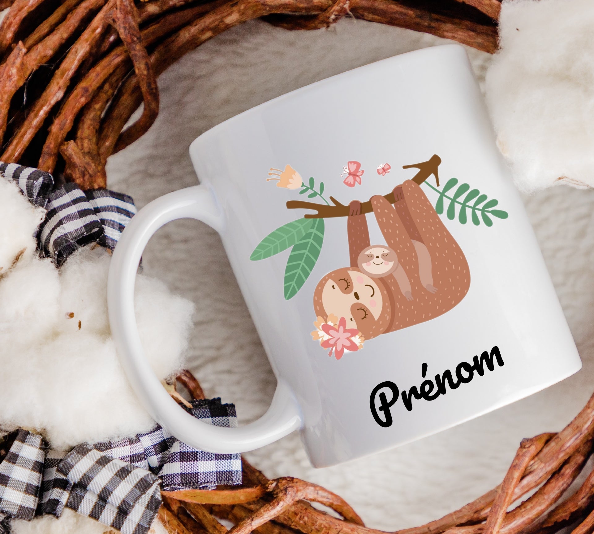 Mug personnalisé maman et bébé paresseux