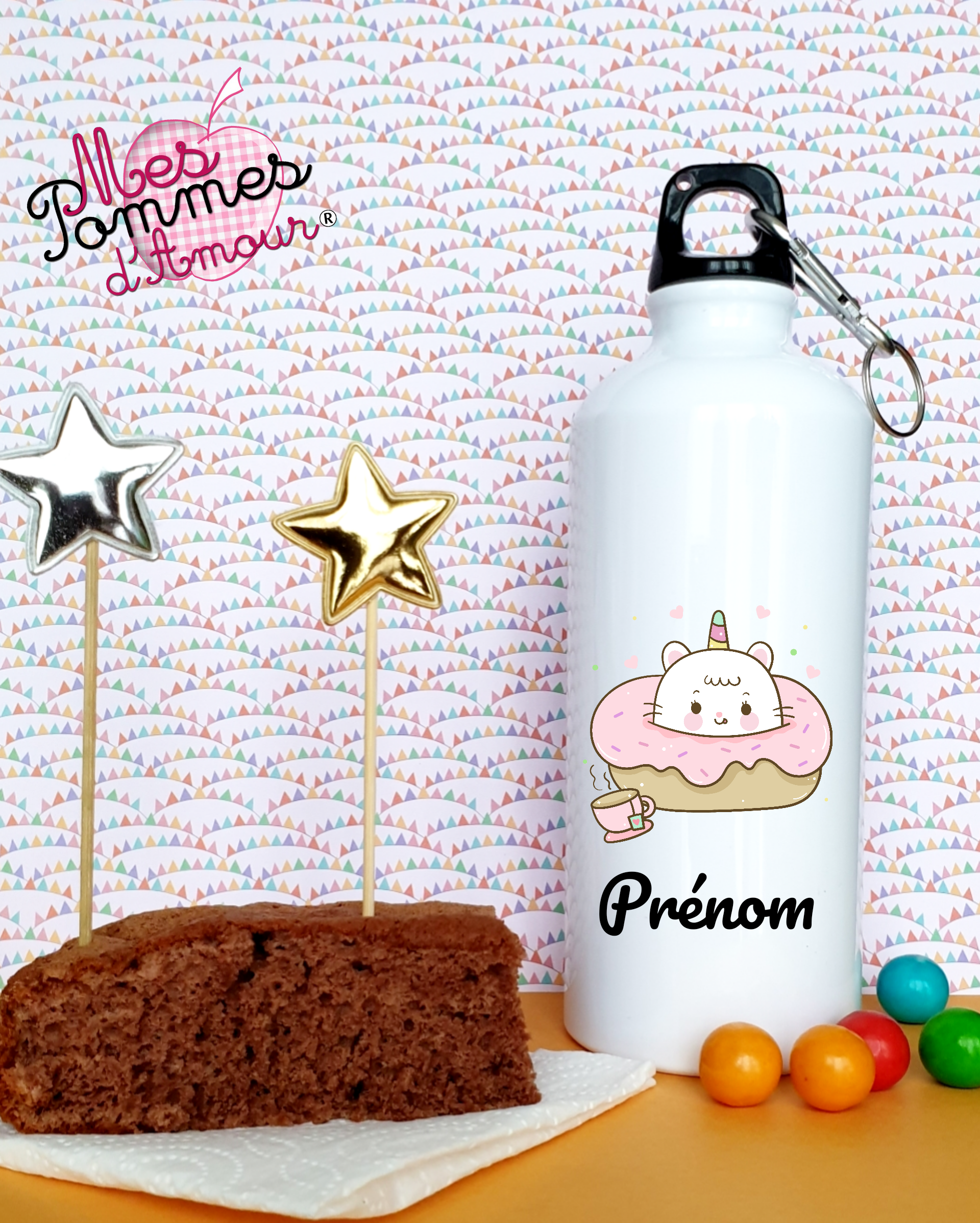 Donuts Personalized Water Bottle