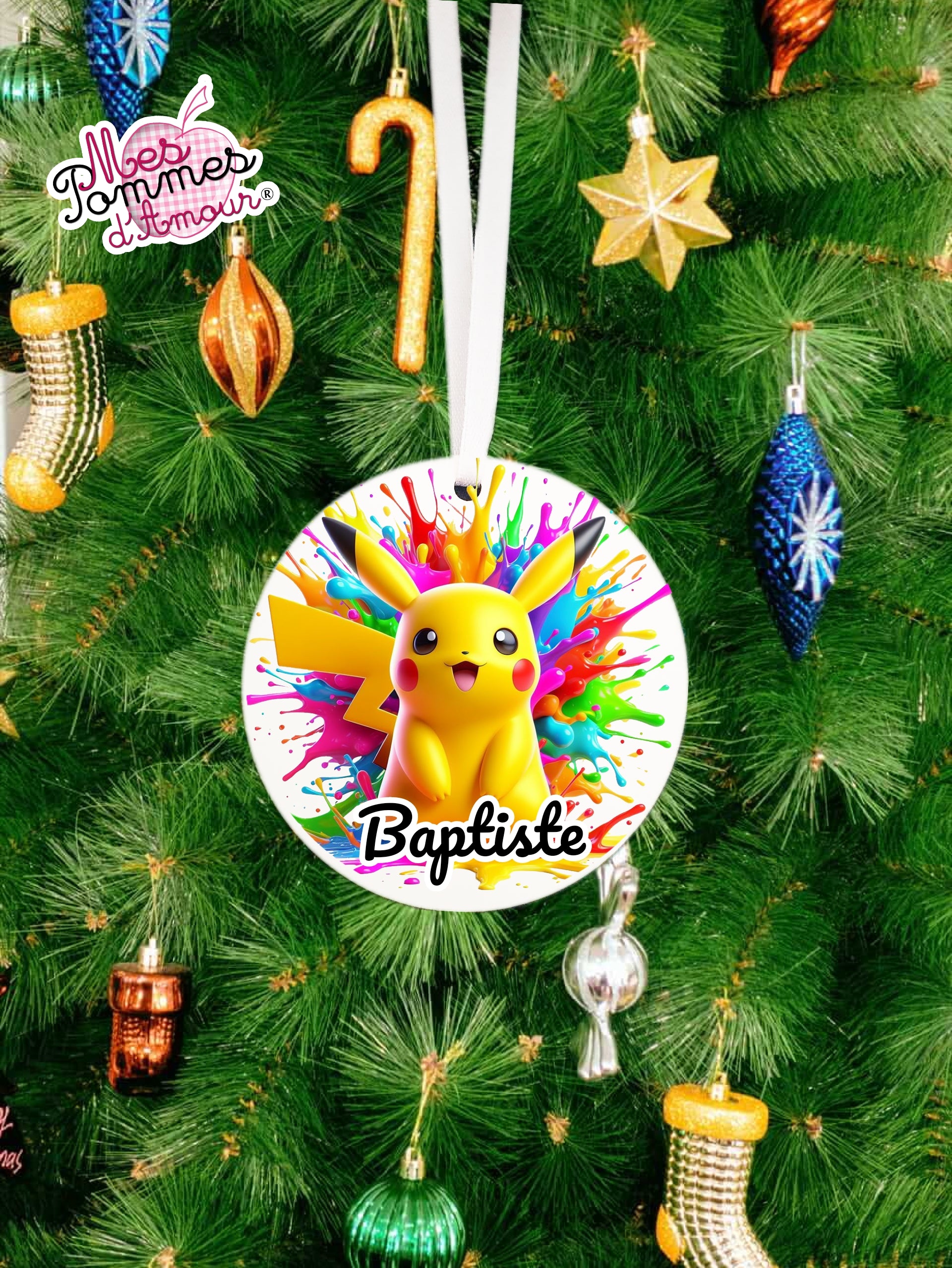 Boule de Noël Pikachu personnalisée