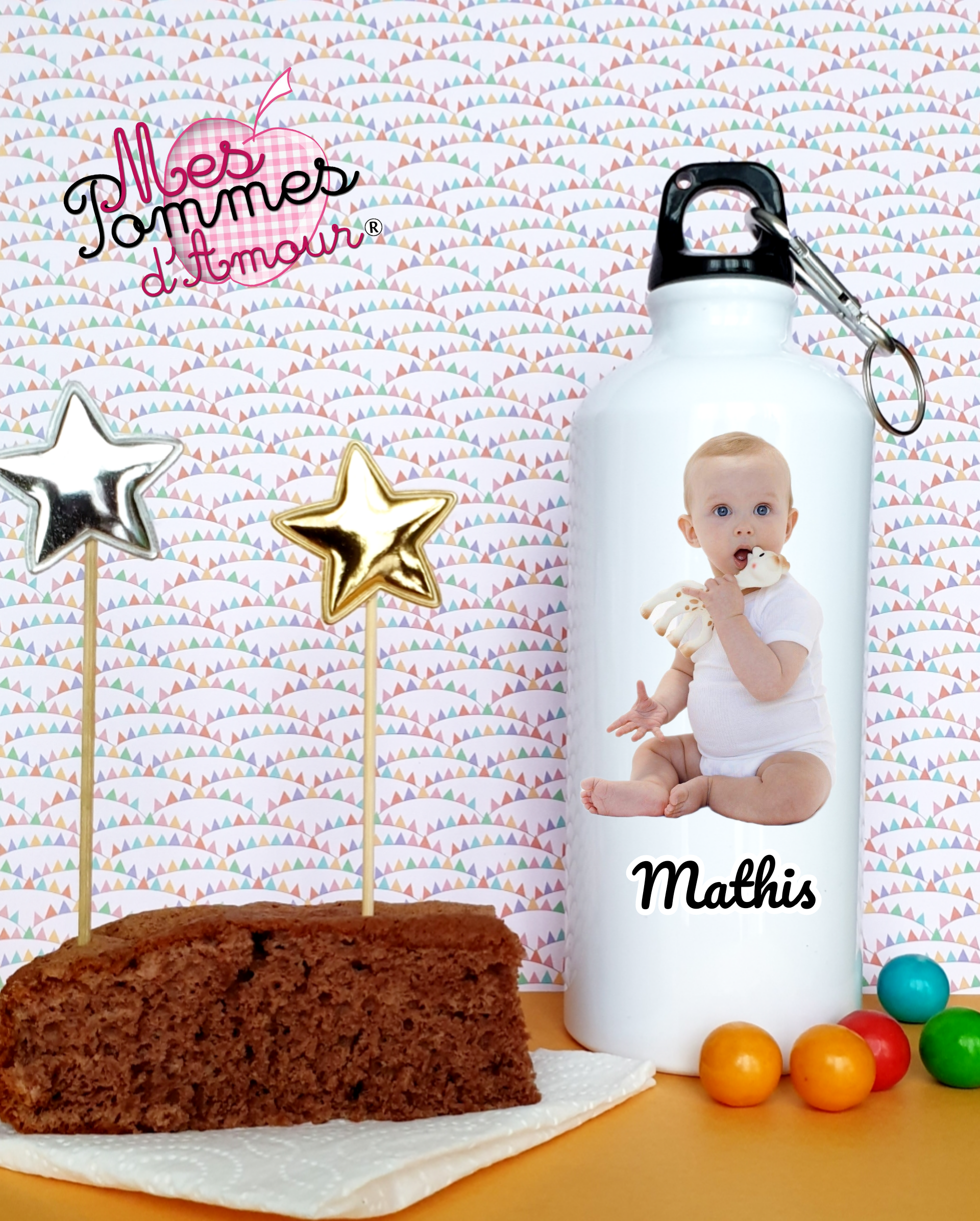 Personalized photo water bottle