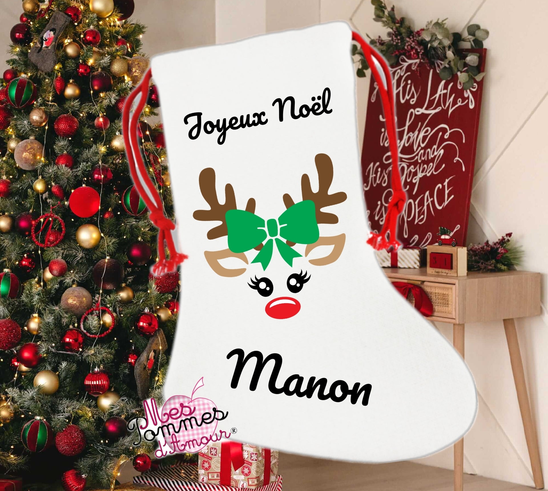 Reindeer Christmas Stocking for Girls