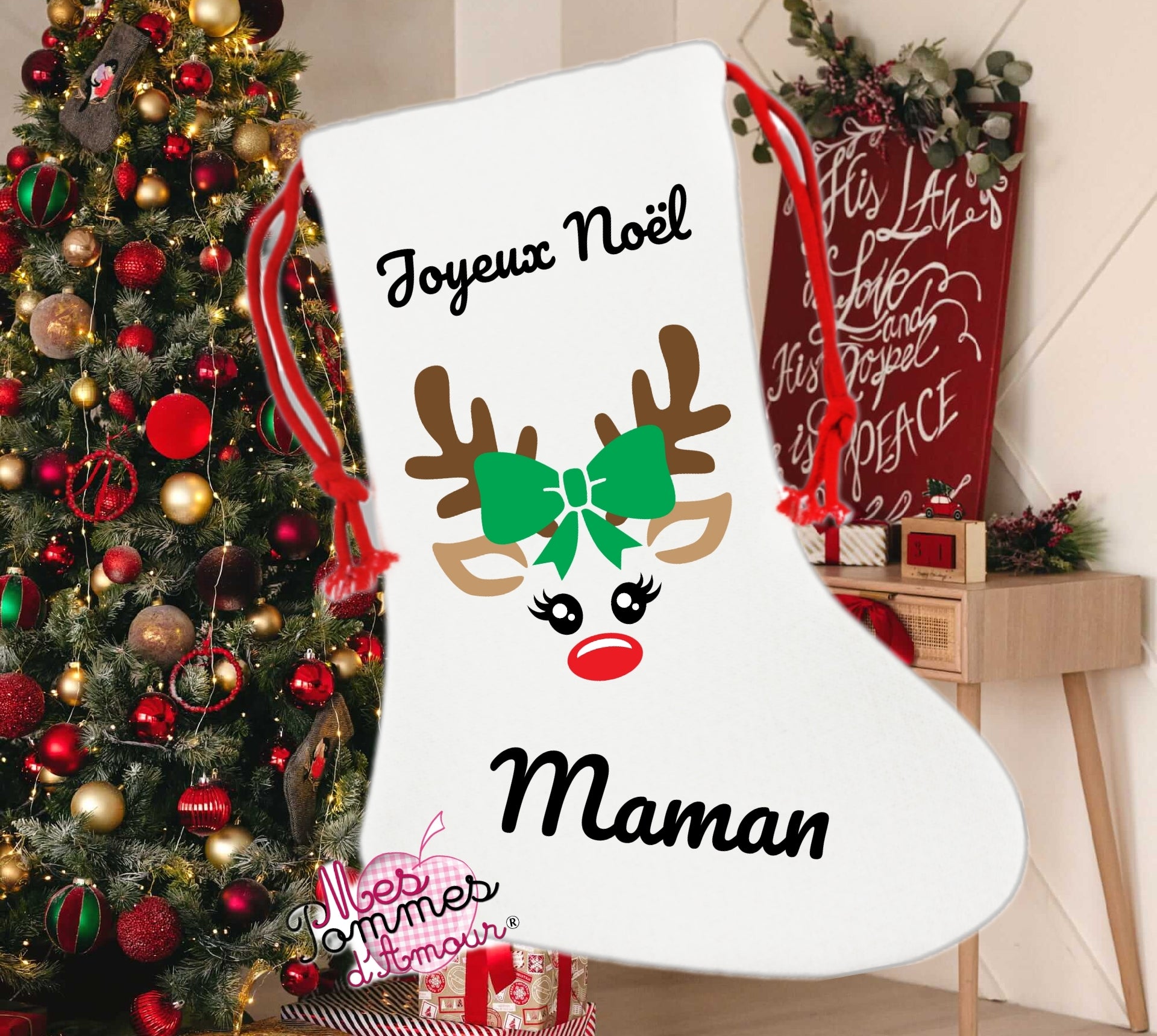 Reindeer Christmas Stocking for Girls