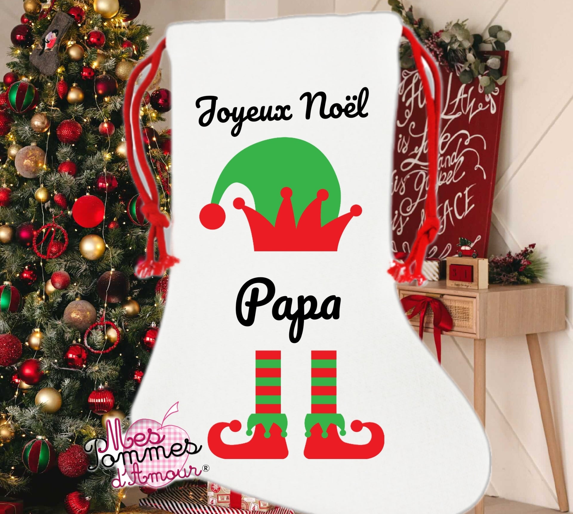 Chaussette de Noël Lutin garçon