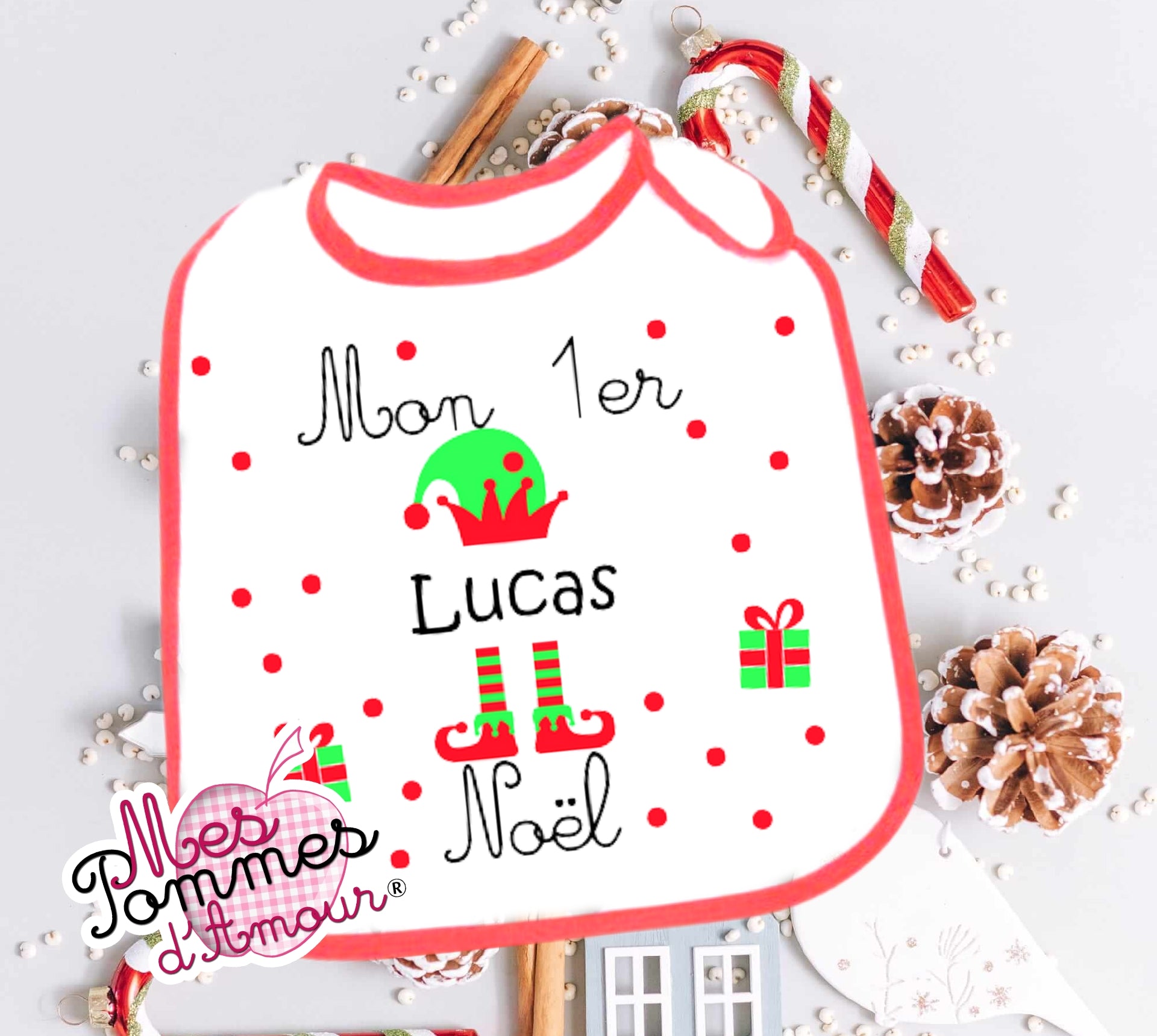 Personalized bib my first Christmas