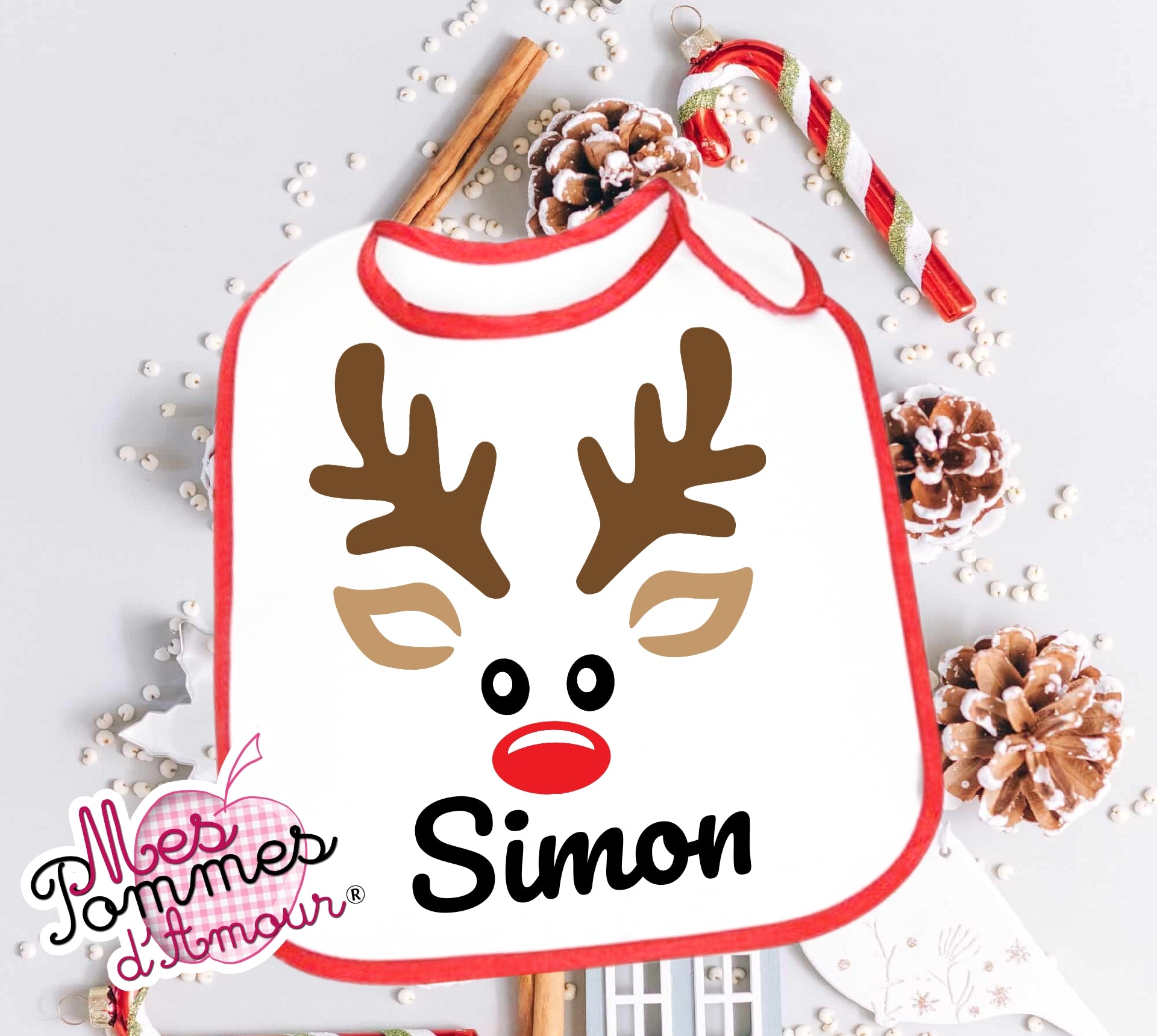 Personalized Christmas Reindeer Bib