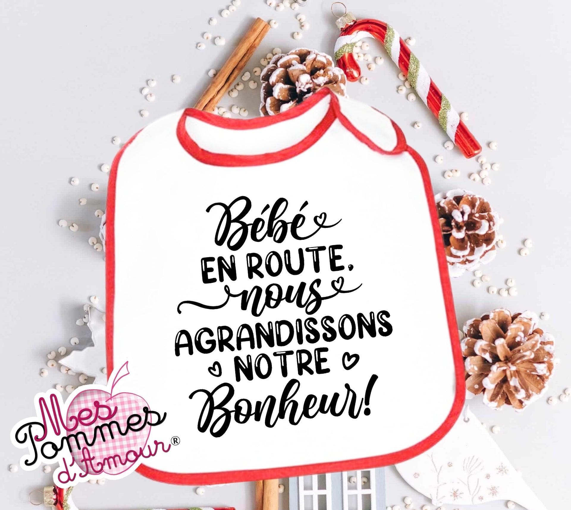 Bavoir personnalisé annonce de grossesse cadeau