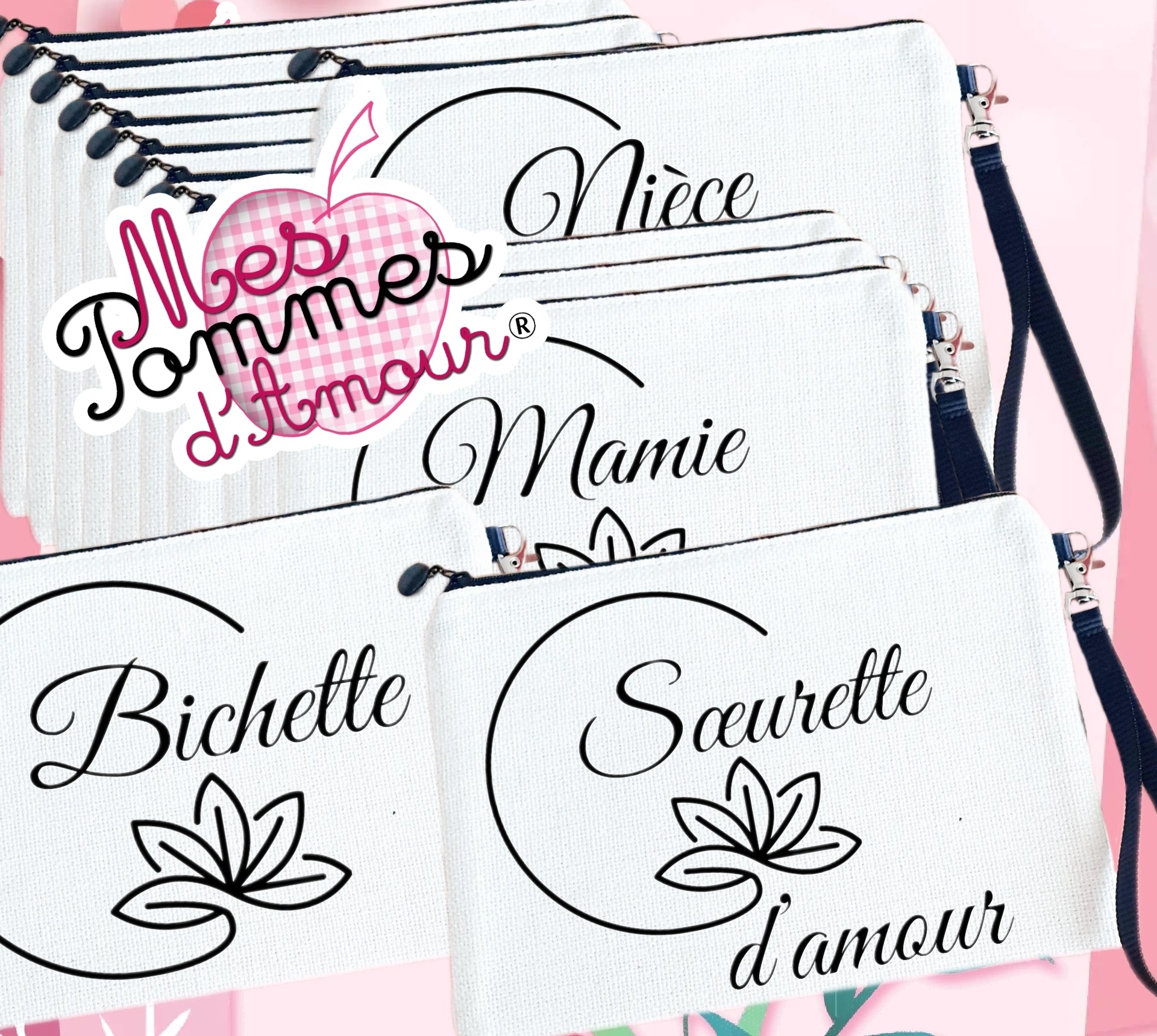 pochette trousse amour mot cadeau morue bichette mamie maman