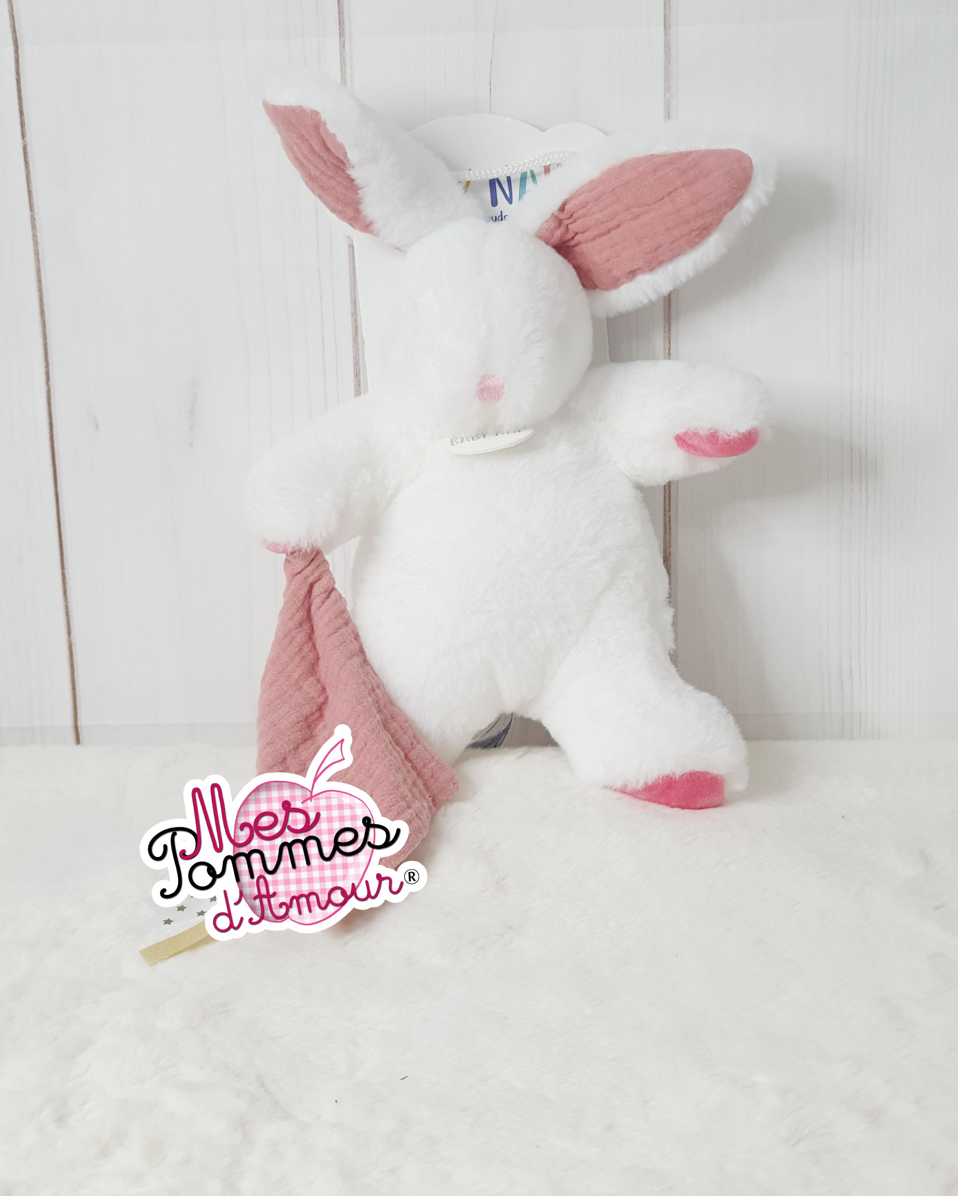 Peluche lapin blanc babynat 18cm pour Ballon Bulle