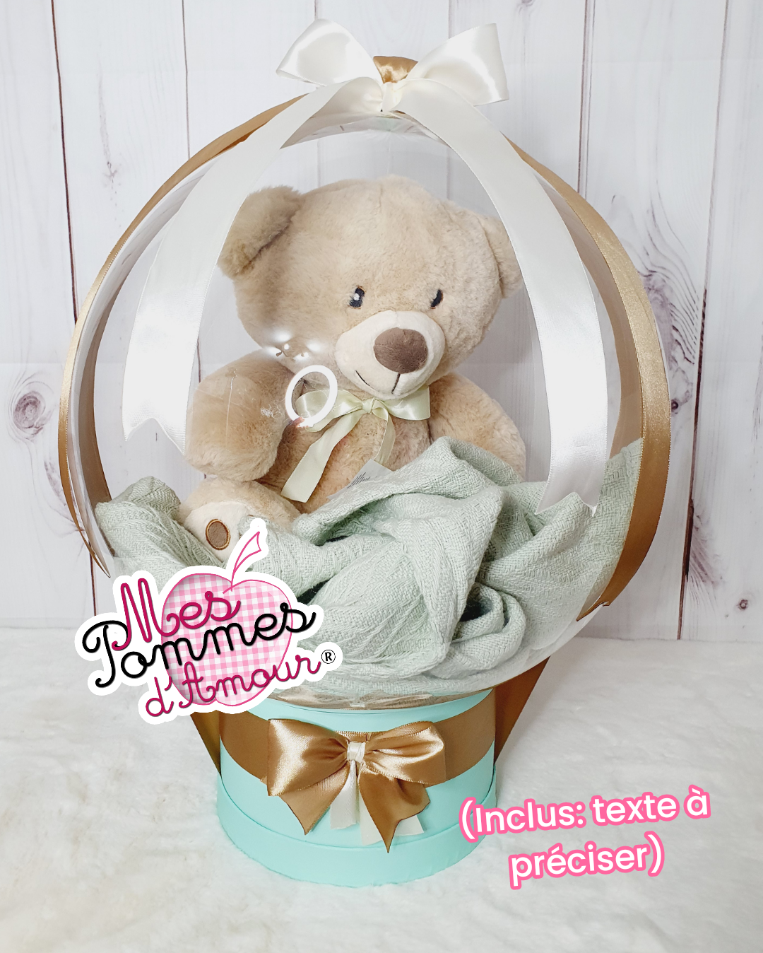 Ballon Bulle Peluche ourson et couverture