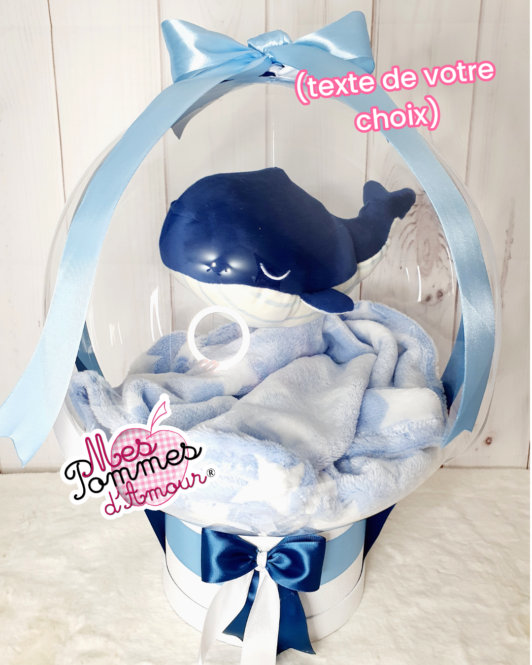 Ballon Bulle Peluche Baleine et couverture