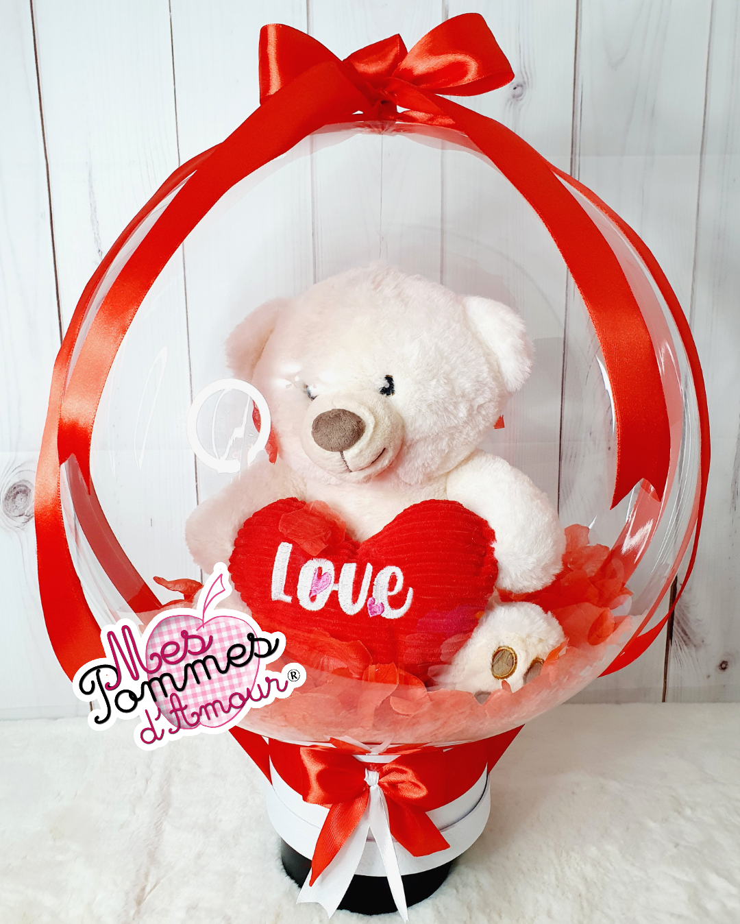 Ballon bulle St Valentin Amour ourson