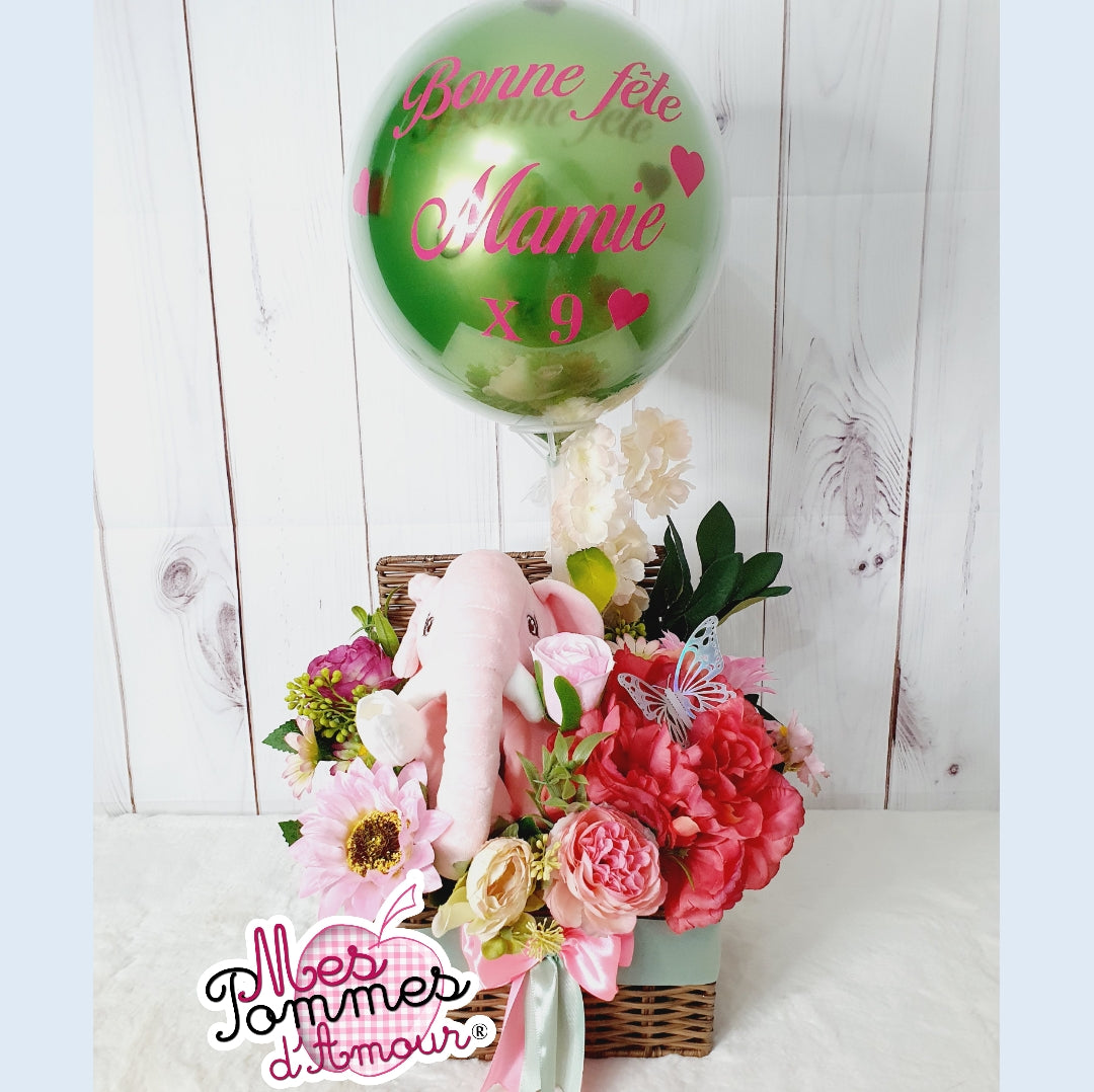 Panier fleuri Ballon personnalisable