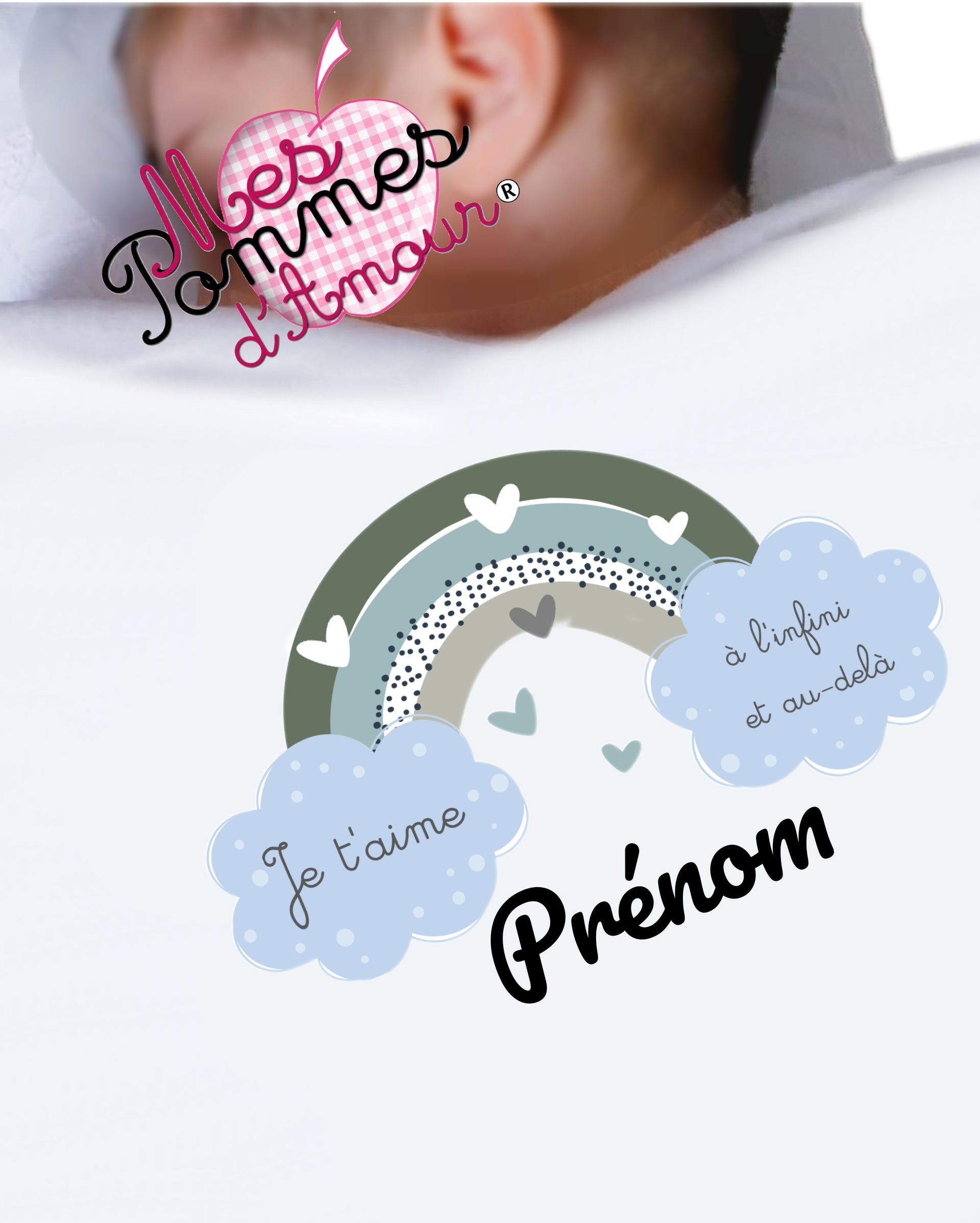 Couverture bébé personnalisée arc-en-ciel fille ou garçon