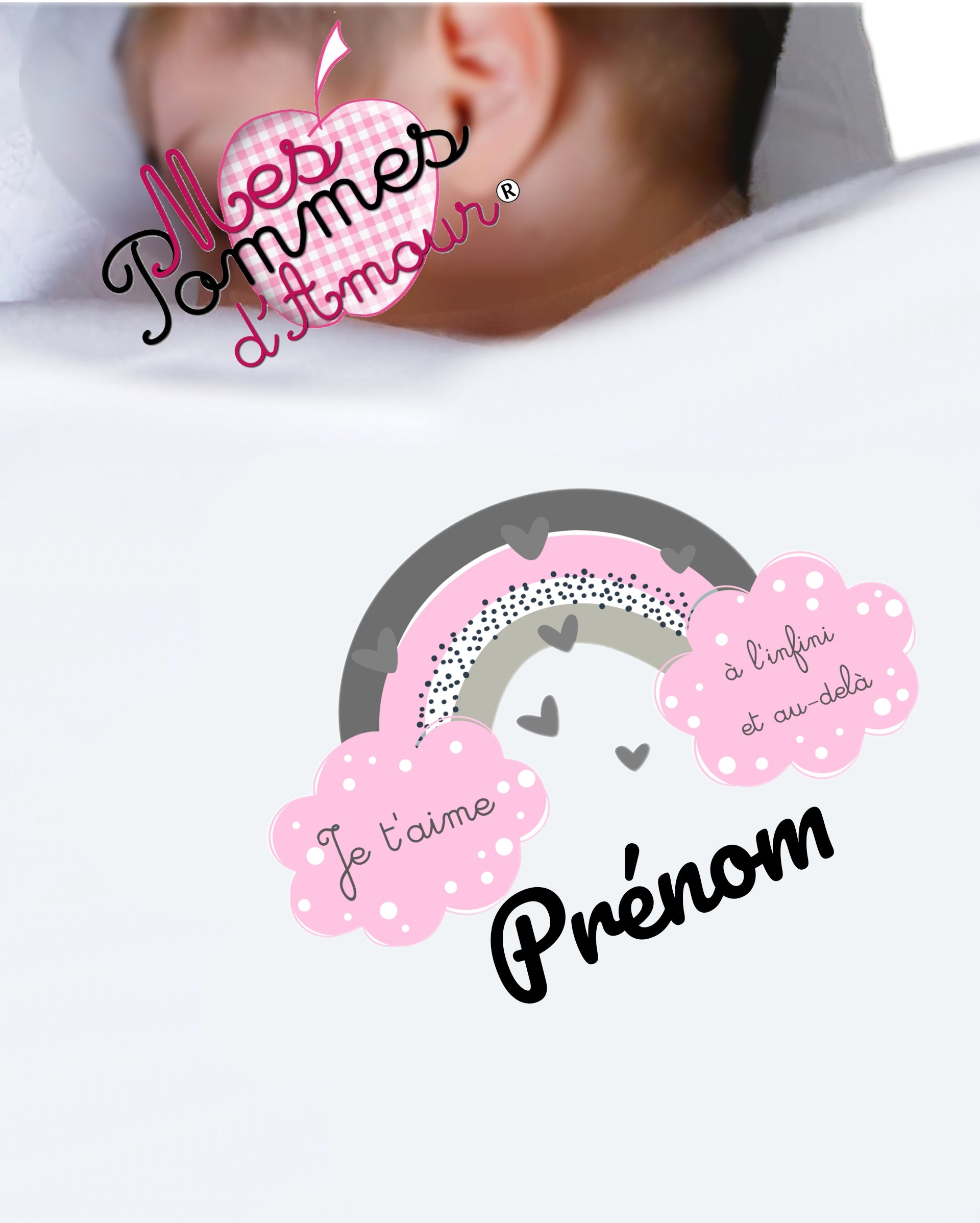 Couverture bébé personnalisée arc-en-ciel fille ou garçon