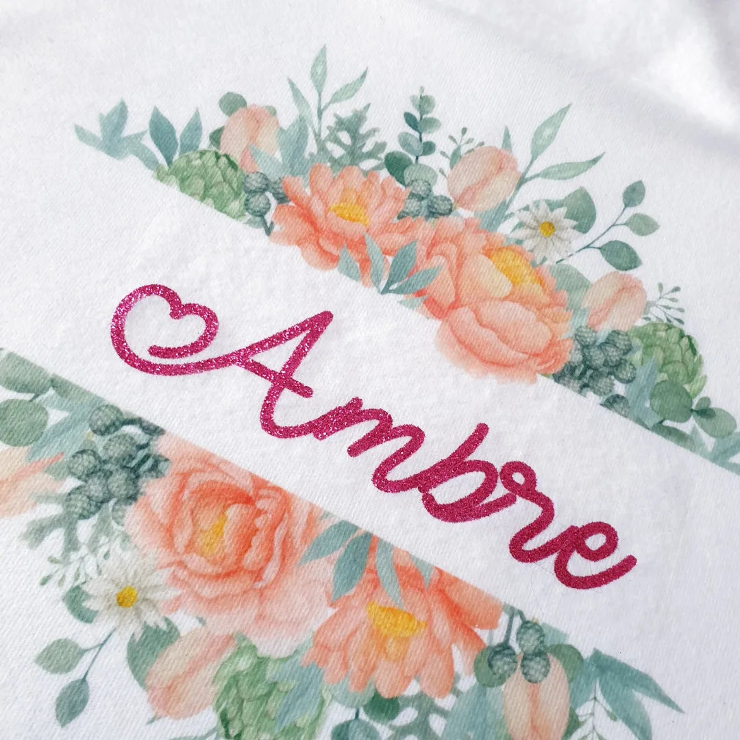 Couverture bébé fille personnalisée fleurs