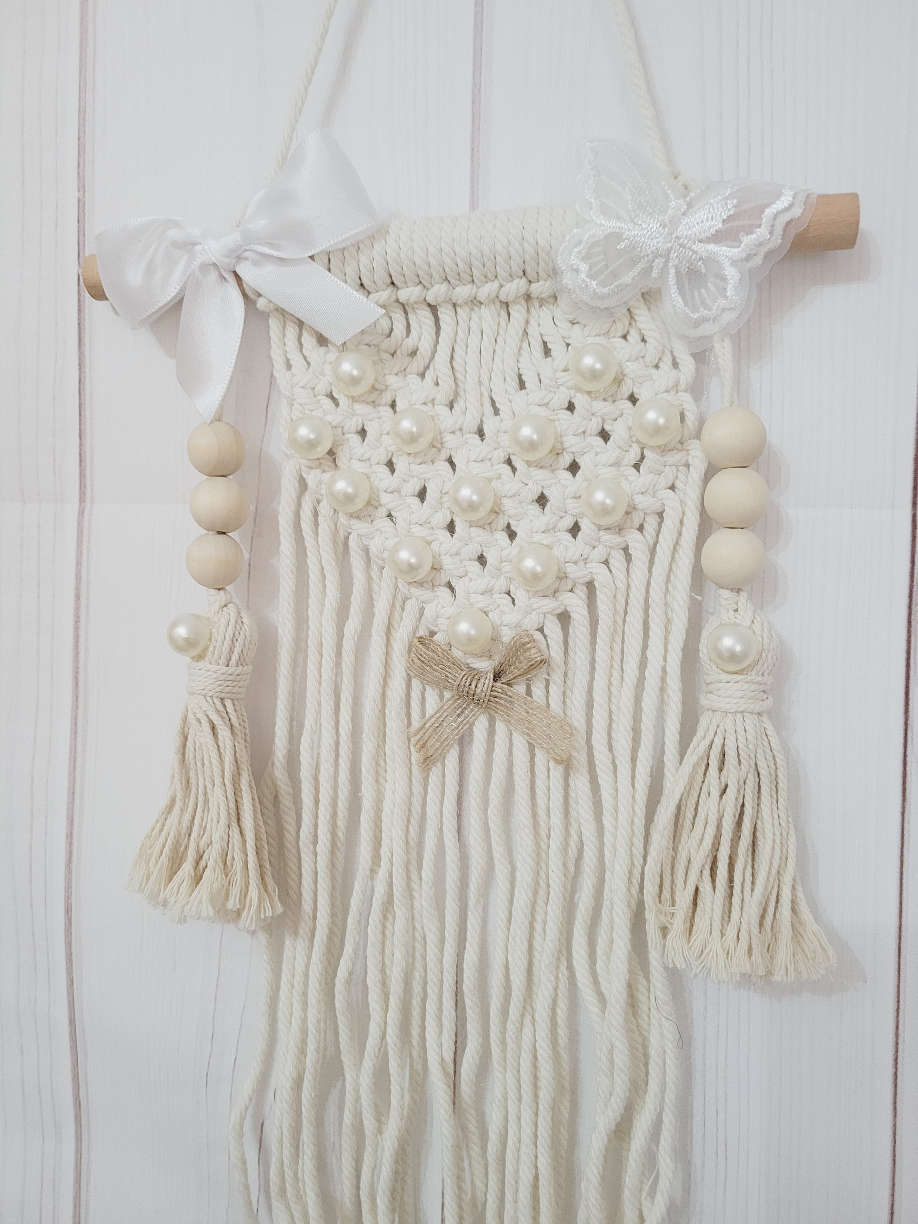 macramé murale perles modèle double