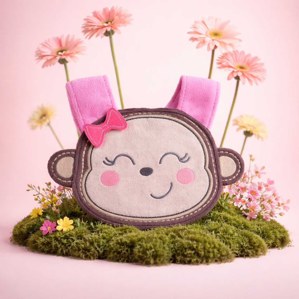 Bavoir Bébé "Petite Singe" en Coton Doux – Design Animalier