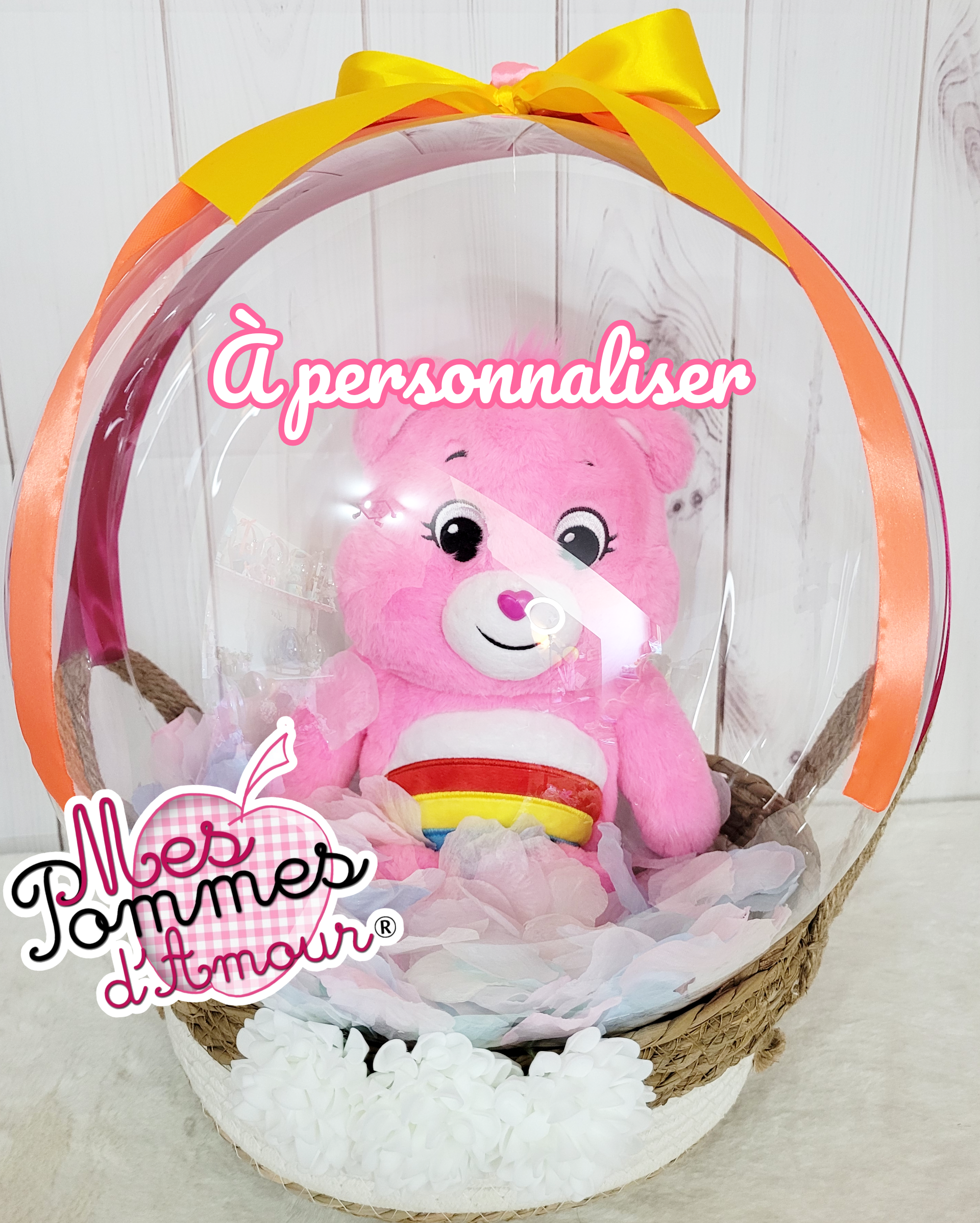 Ballon bulle grand bisounours rose