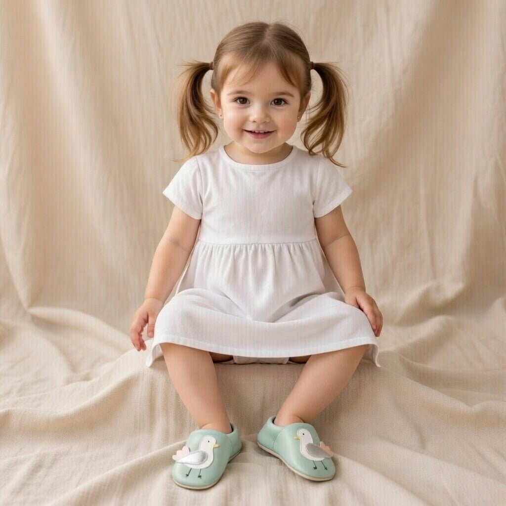 Chaussons en cuir fille oiseau pour un confort stylé et doux