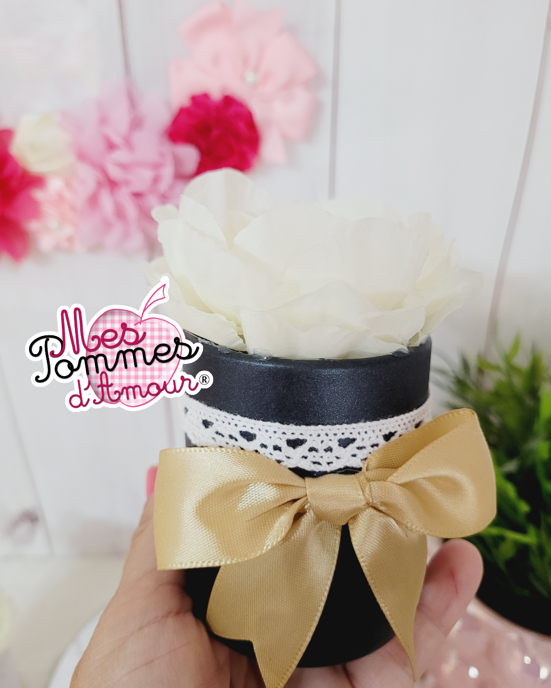 Petit Pot décoratif pivoine personnalisable