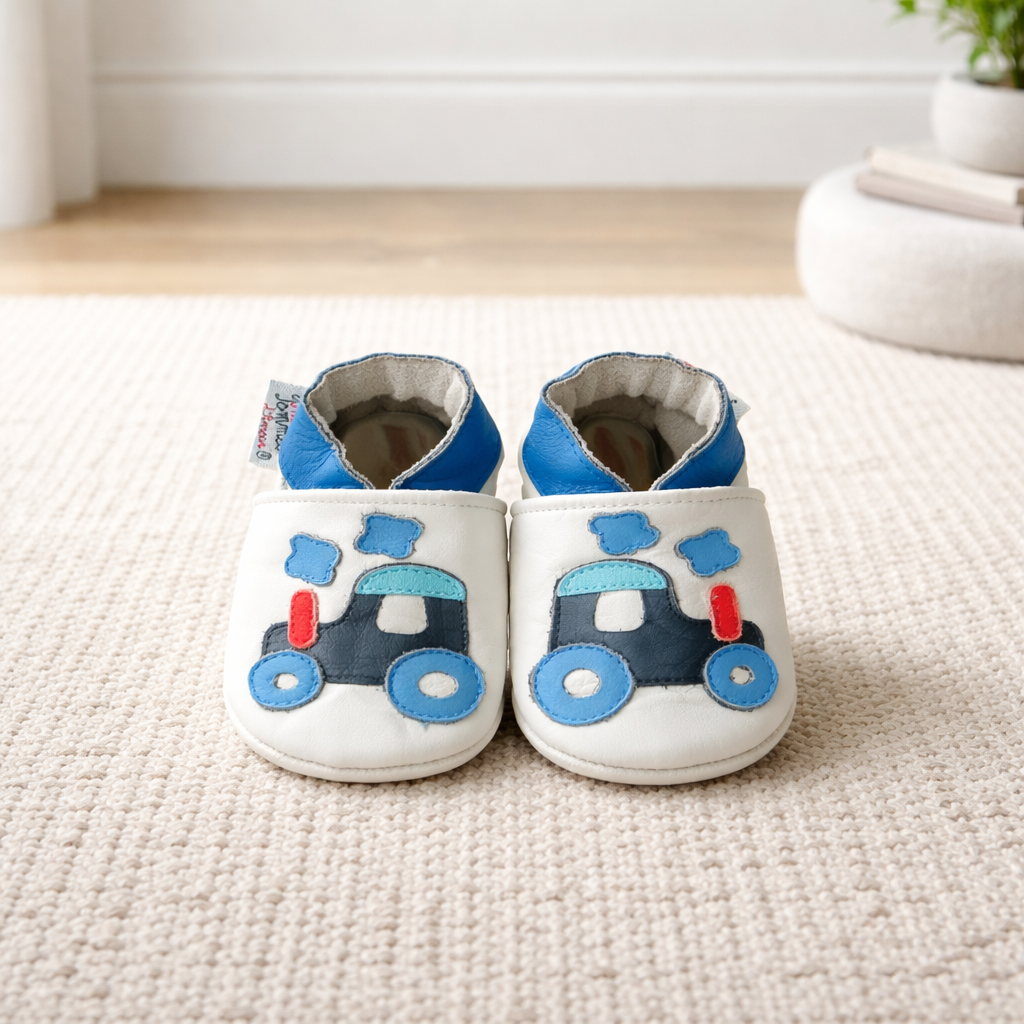 Chaussons en cuir garçon Locomotive - Mes Pommes D'Amour Cadeaux naissance