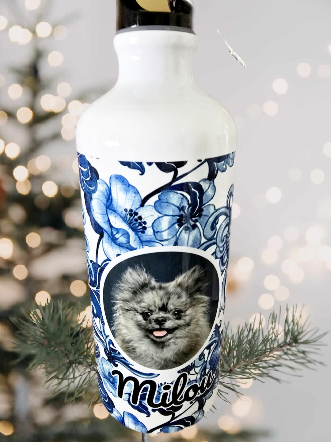 Gourde personnalisée fleurs et photo