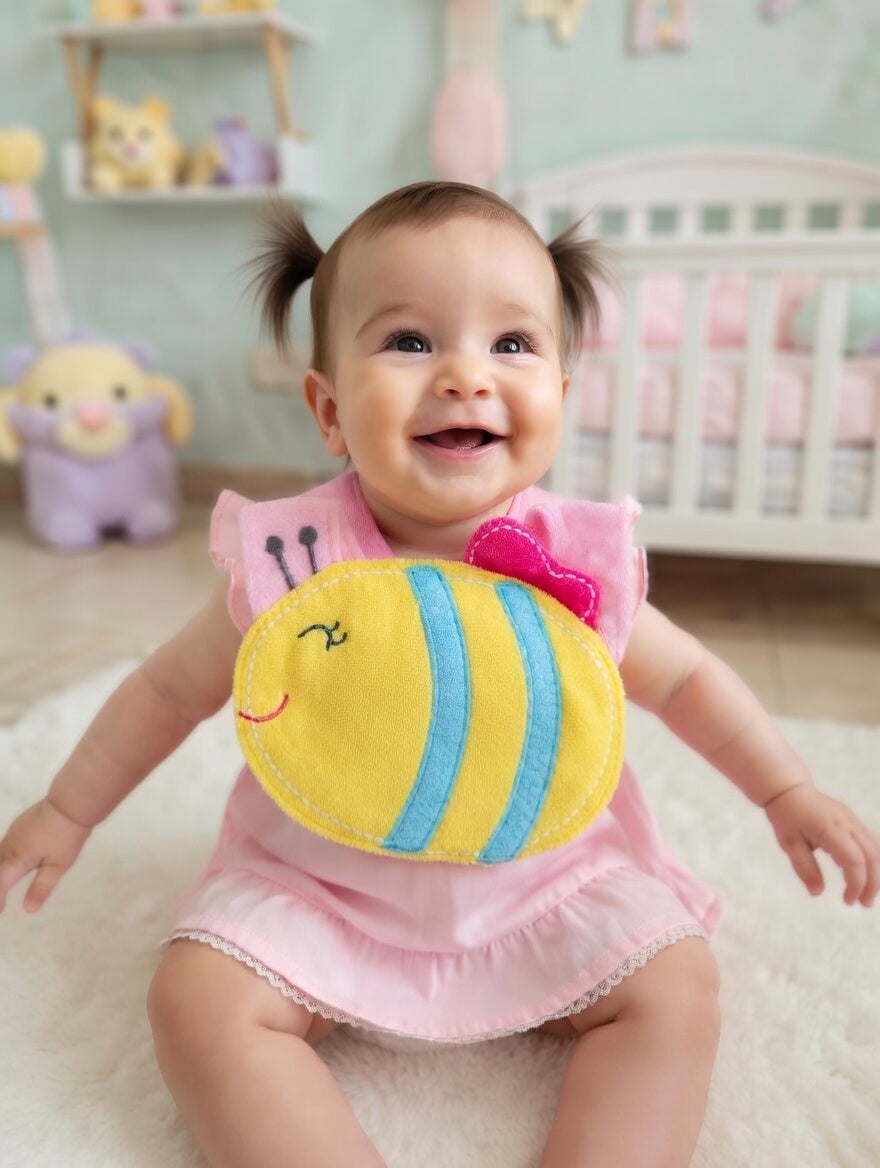 Bavoir Bébé "Petite abeille" en Coton Doux – Design Animalier