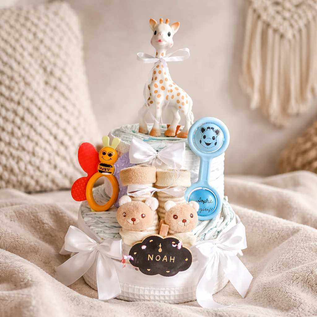 Grand Gâteau de couches jouets Sophie la girafe mixte