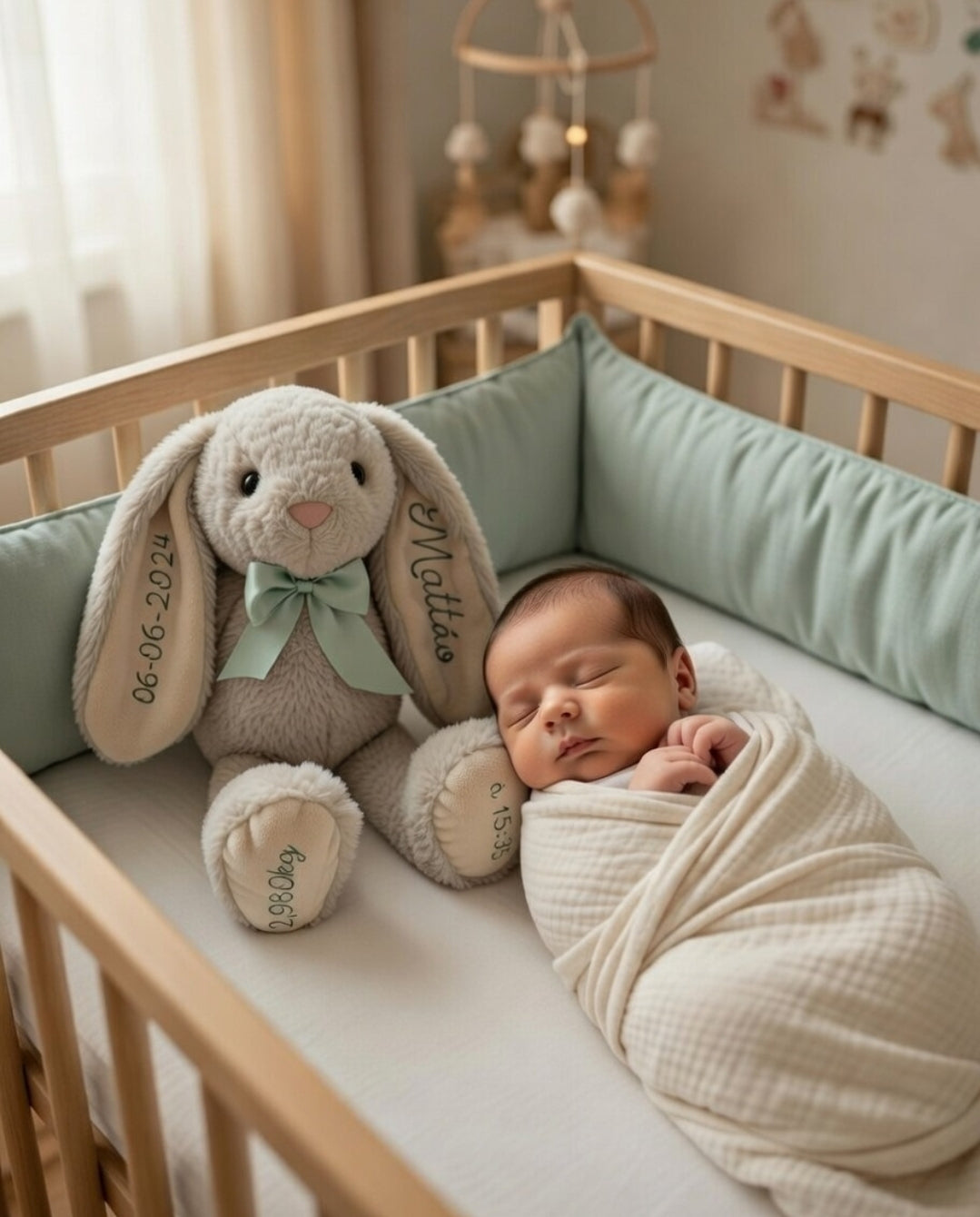 Lapin Peluche Personnalisable – Prénom, message infos