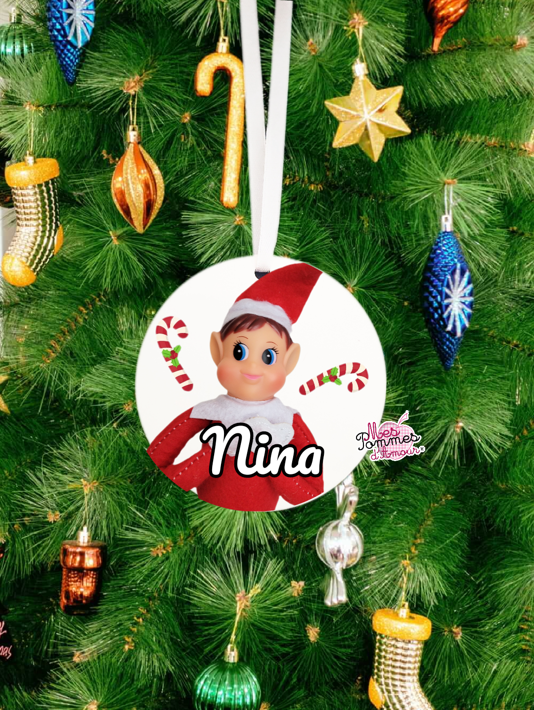 Boule de Noël lutin farceur fille 