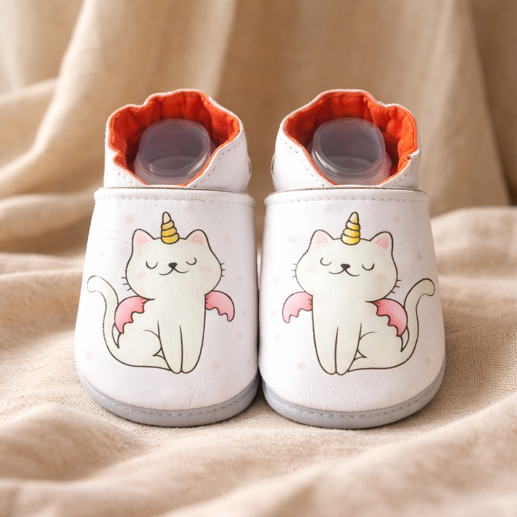 Chaussons cuir fille Chat pour un confort agréable - Mes Pommes D'Amour Cadeaux naissance