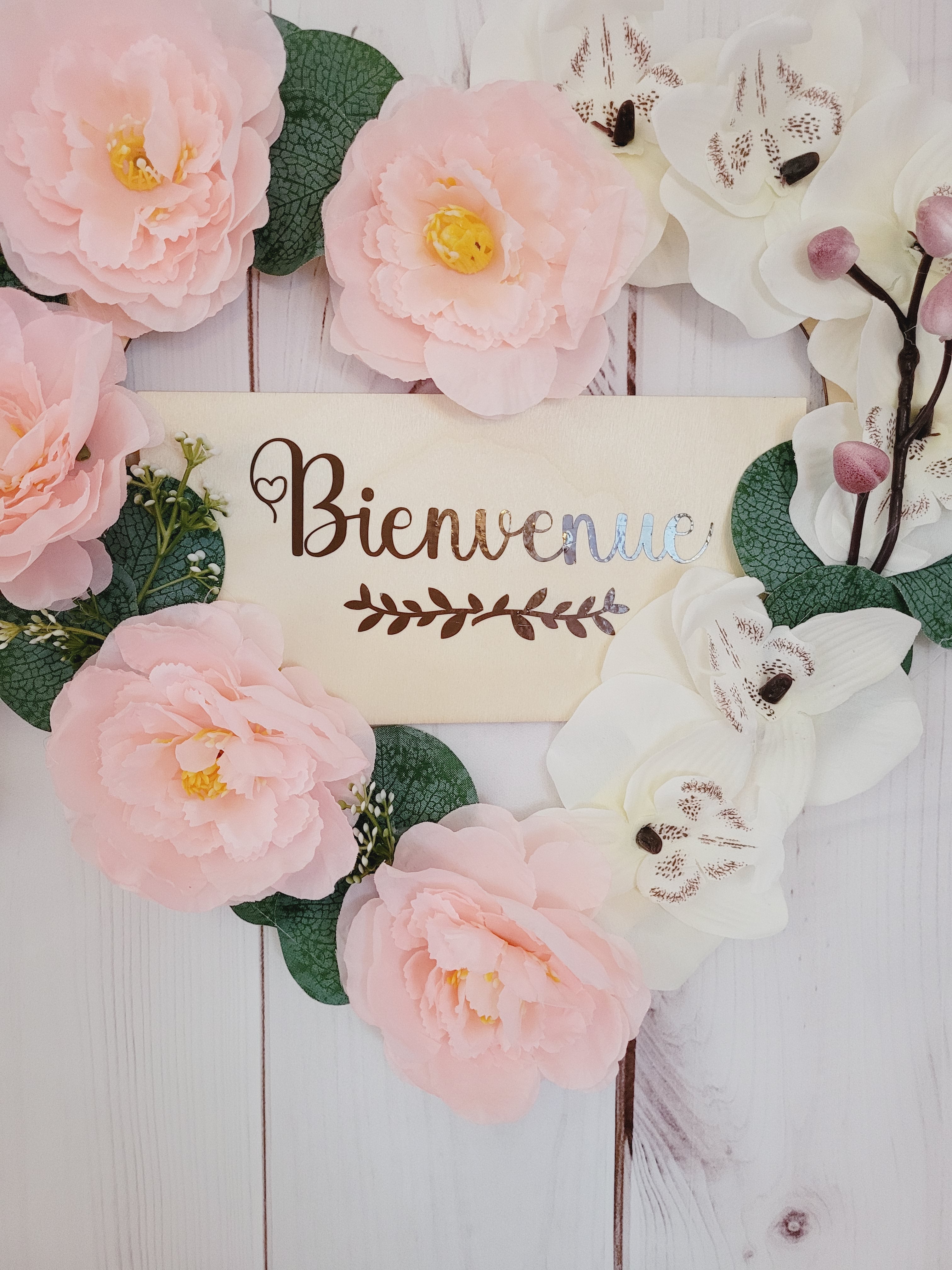 Plaque de porte pivoine et Magnolia