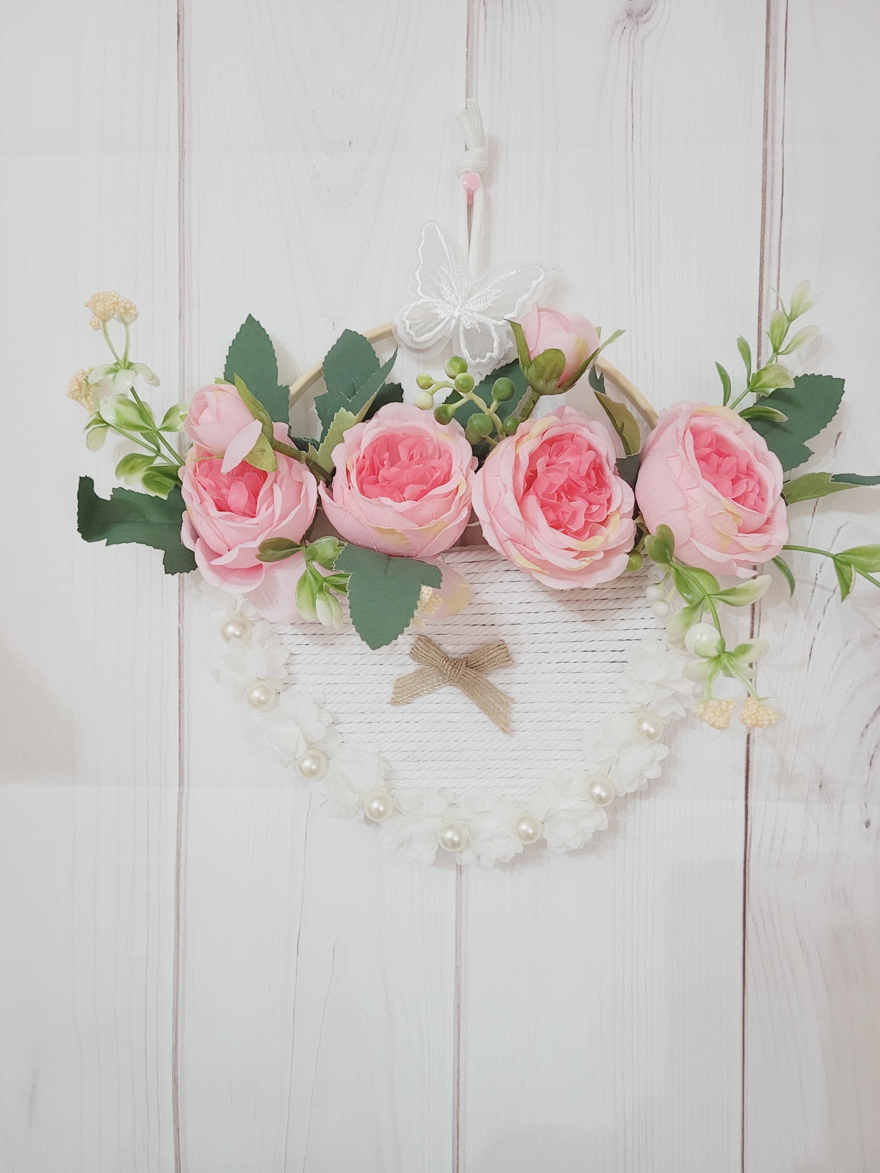 Porte fleurs macramé murale