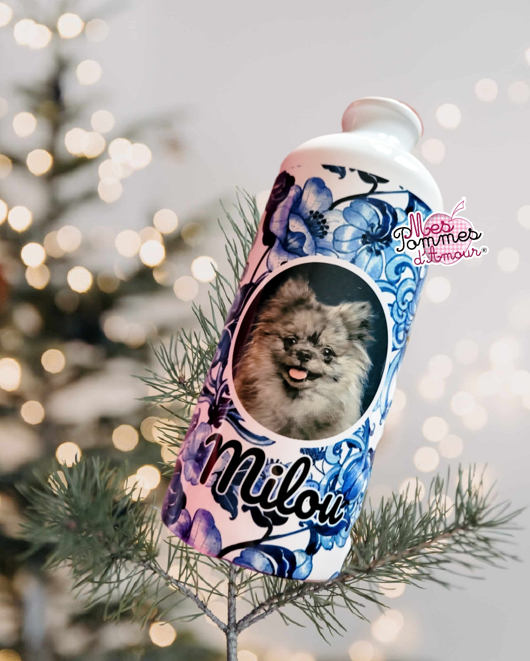 Gourde personnalisée fleurs et photo