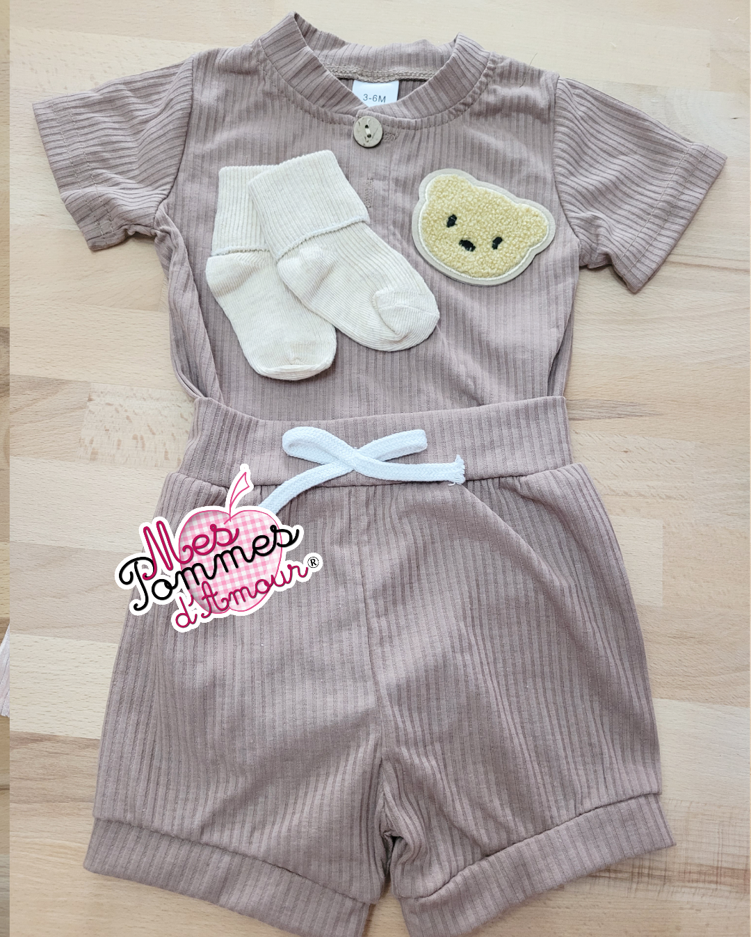 Ballon bulle layette  bébé garçon ensemble beige