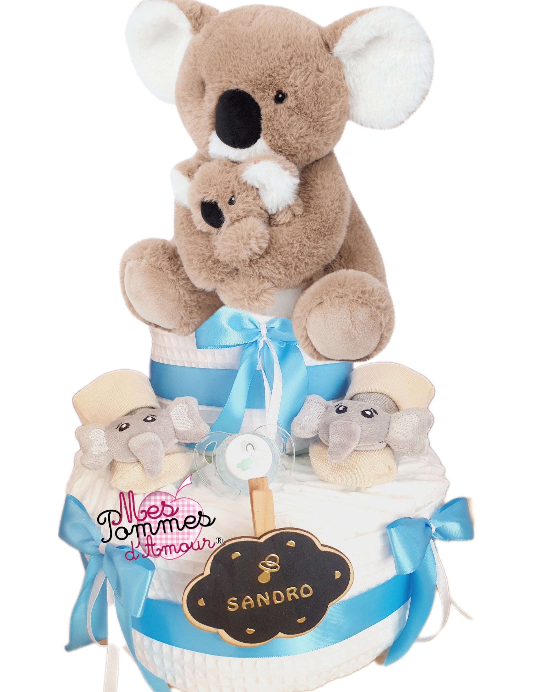 Gâteau de couches garçon maman koala 30cm