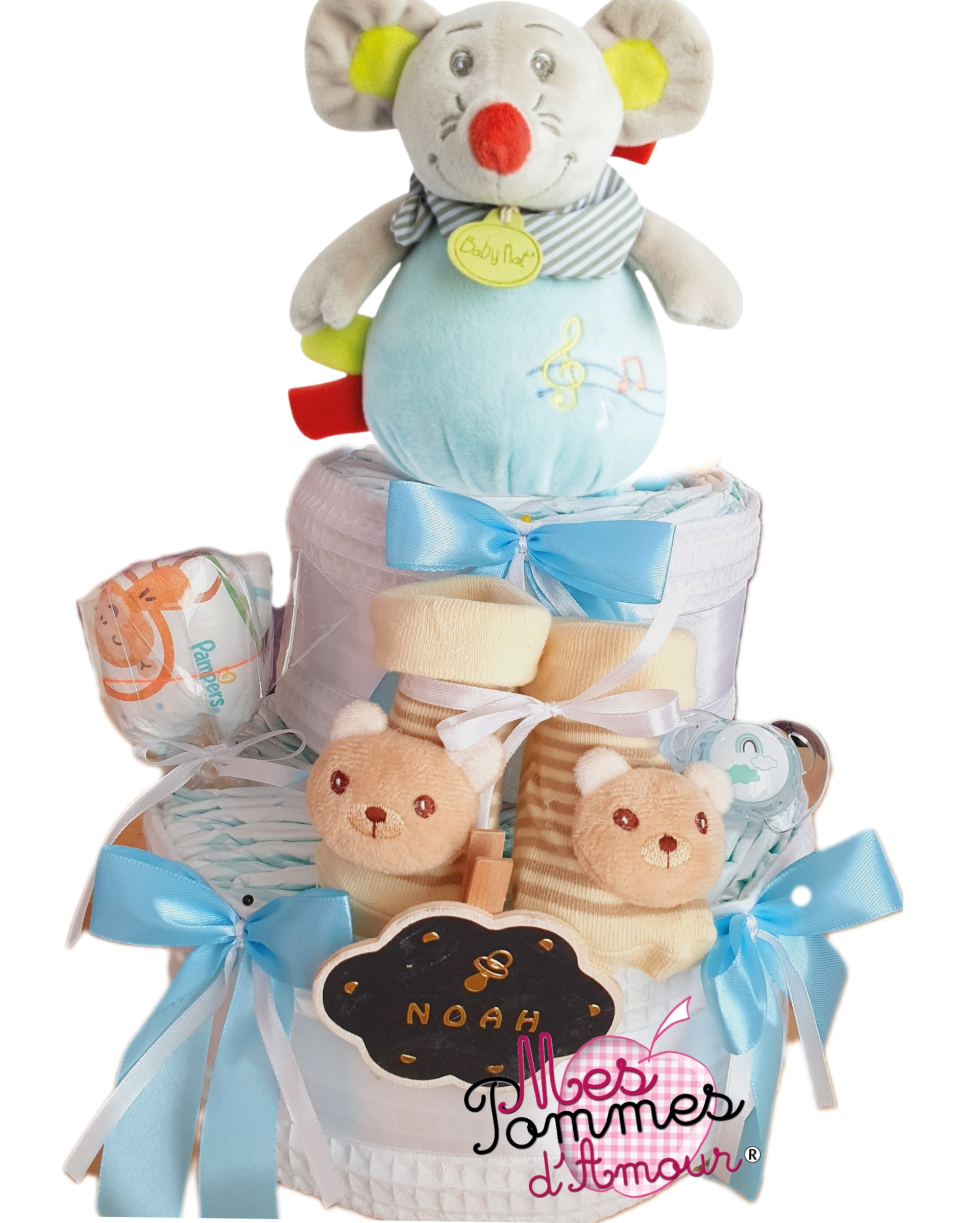 Pastel de pañales de conejito musical