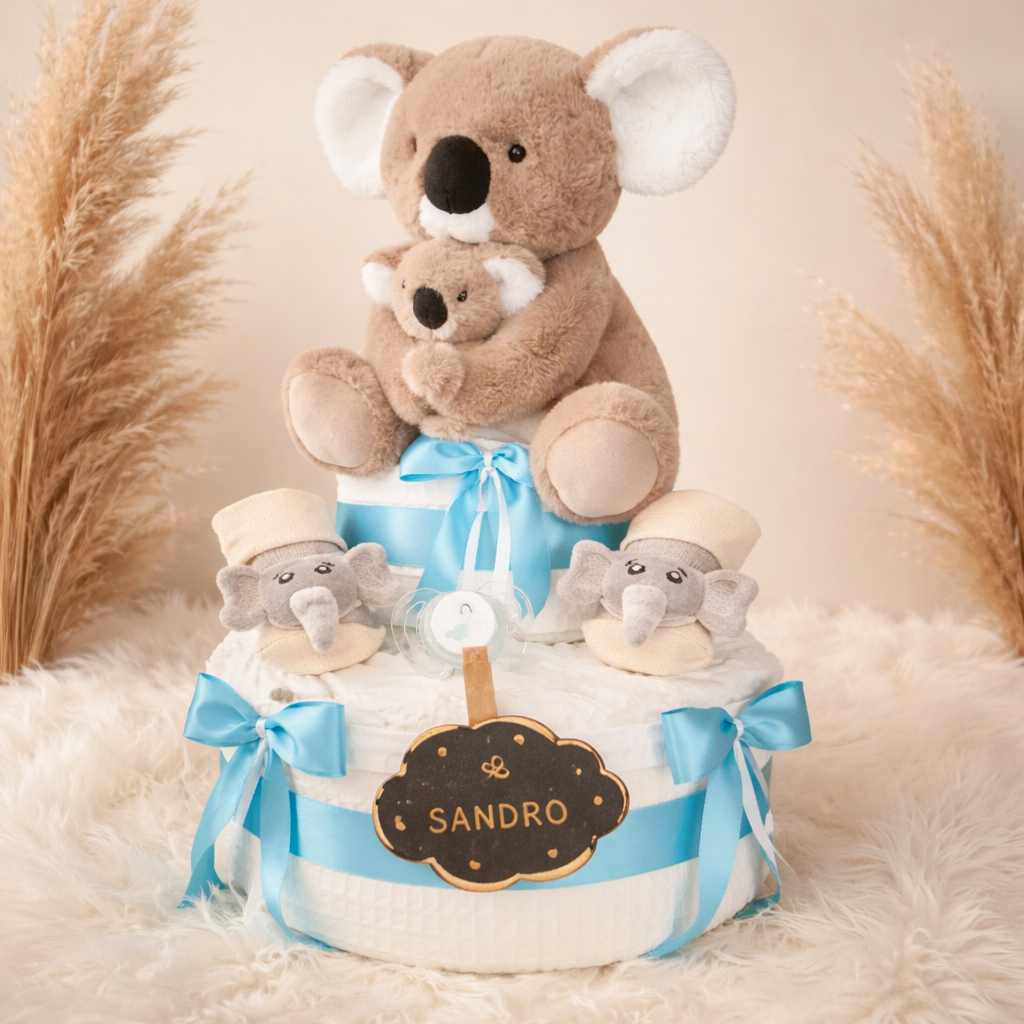 Gâteau de couches garçon maman koala 30cm