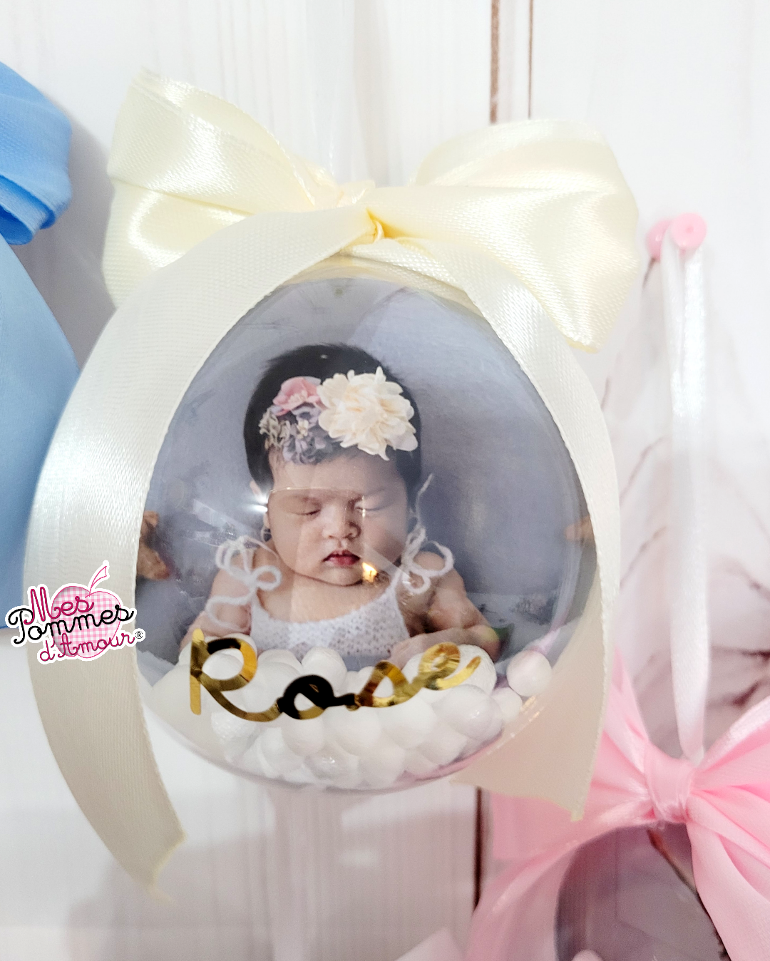 Boule de Noël ronde avec photo personnalisée