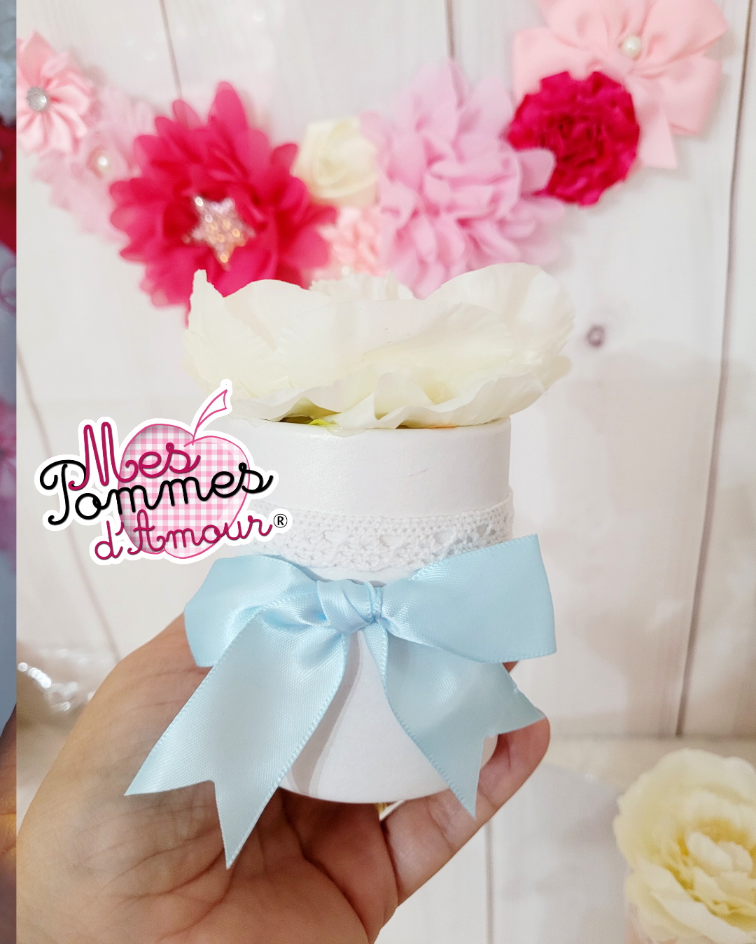 Petit Pot décoratif pivoine personnalisable