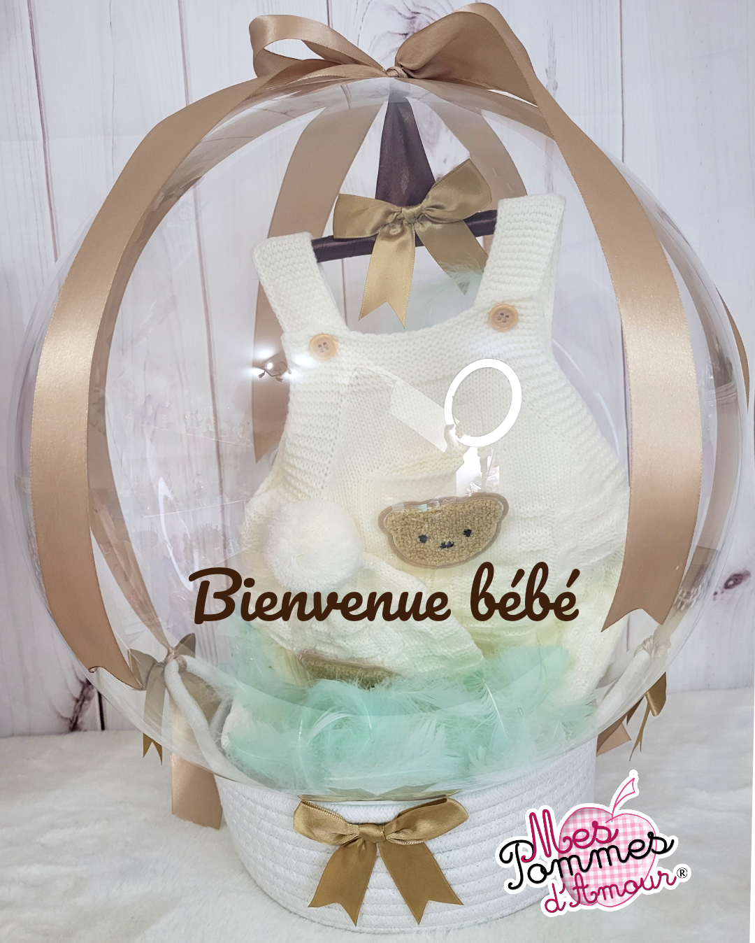 Ballon bulle layette bébé salopette et Bonnet tricot